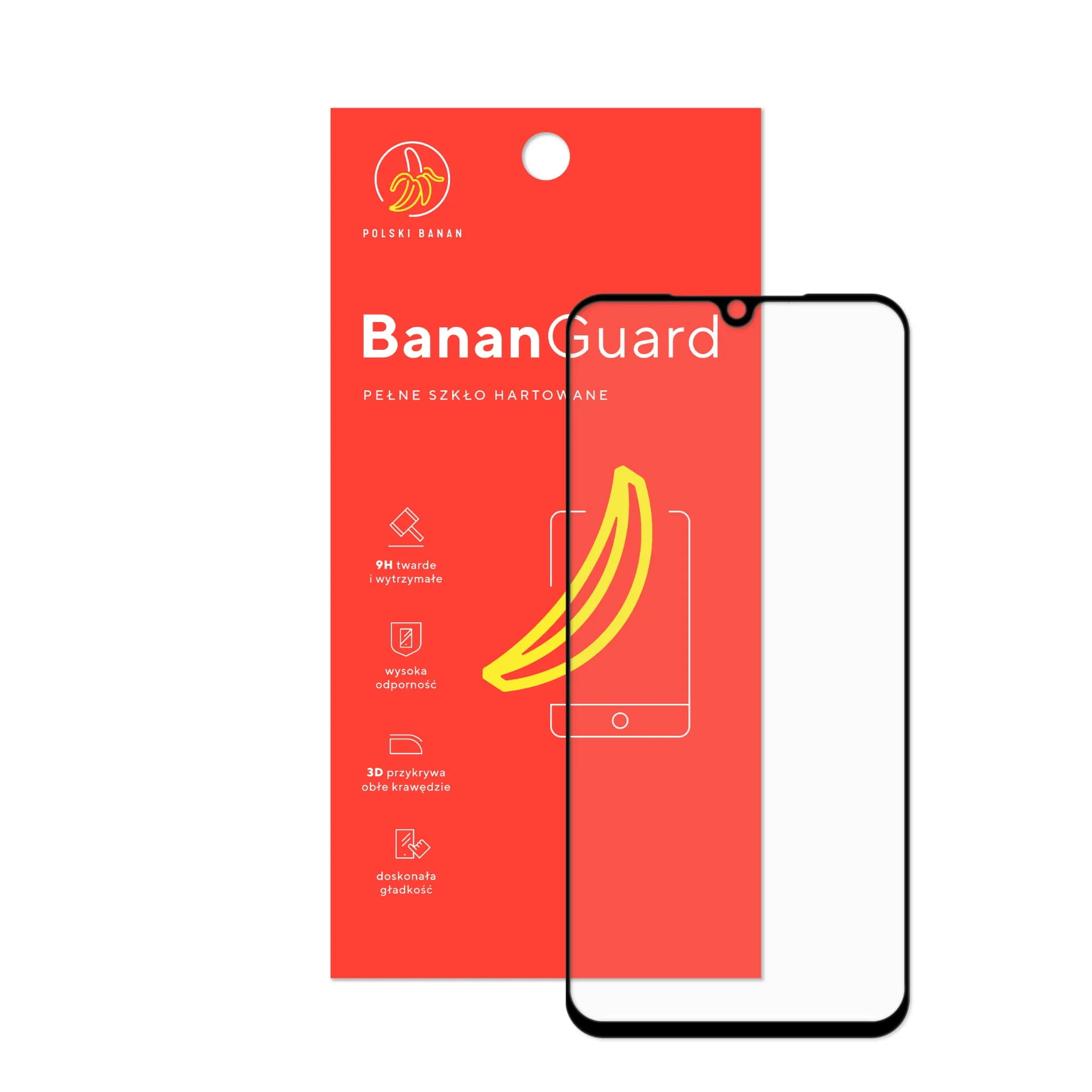 Szkło hartowane 5D Polski Banan BananGuard w kolorze czarnym z opakowaniem do telefonu Xiaomi Mi 9 SE