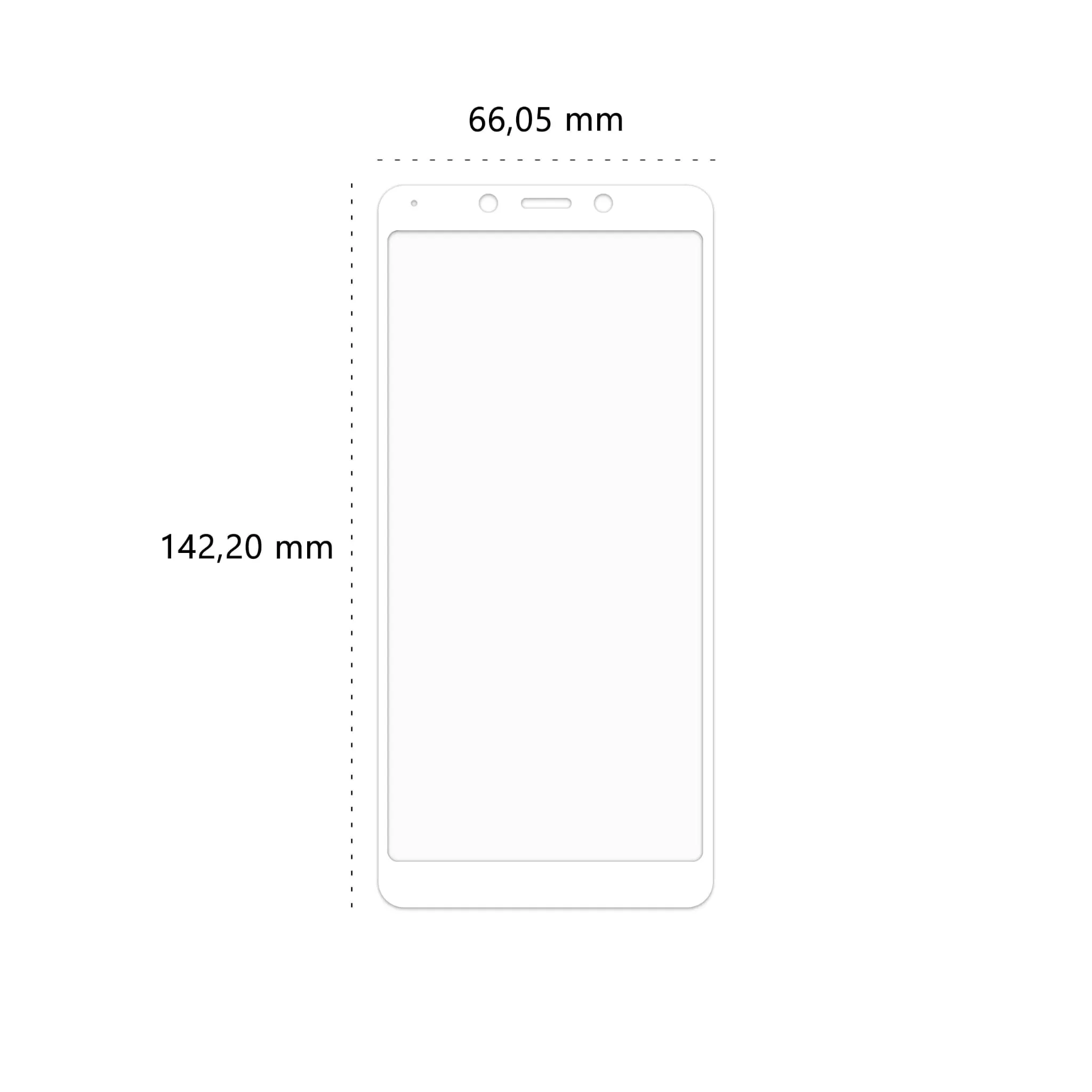 Wymiary szkła hartowanego 3D Polski Banan BananGuard w kolorze białym do telefonu Xiaomi Redmi 6 / 6A