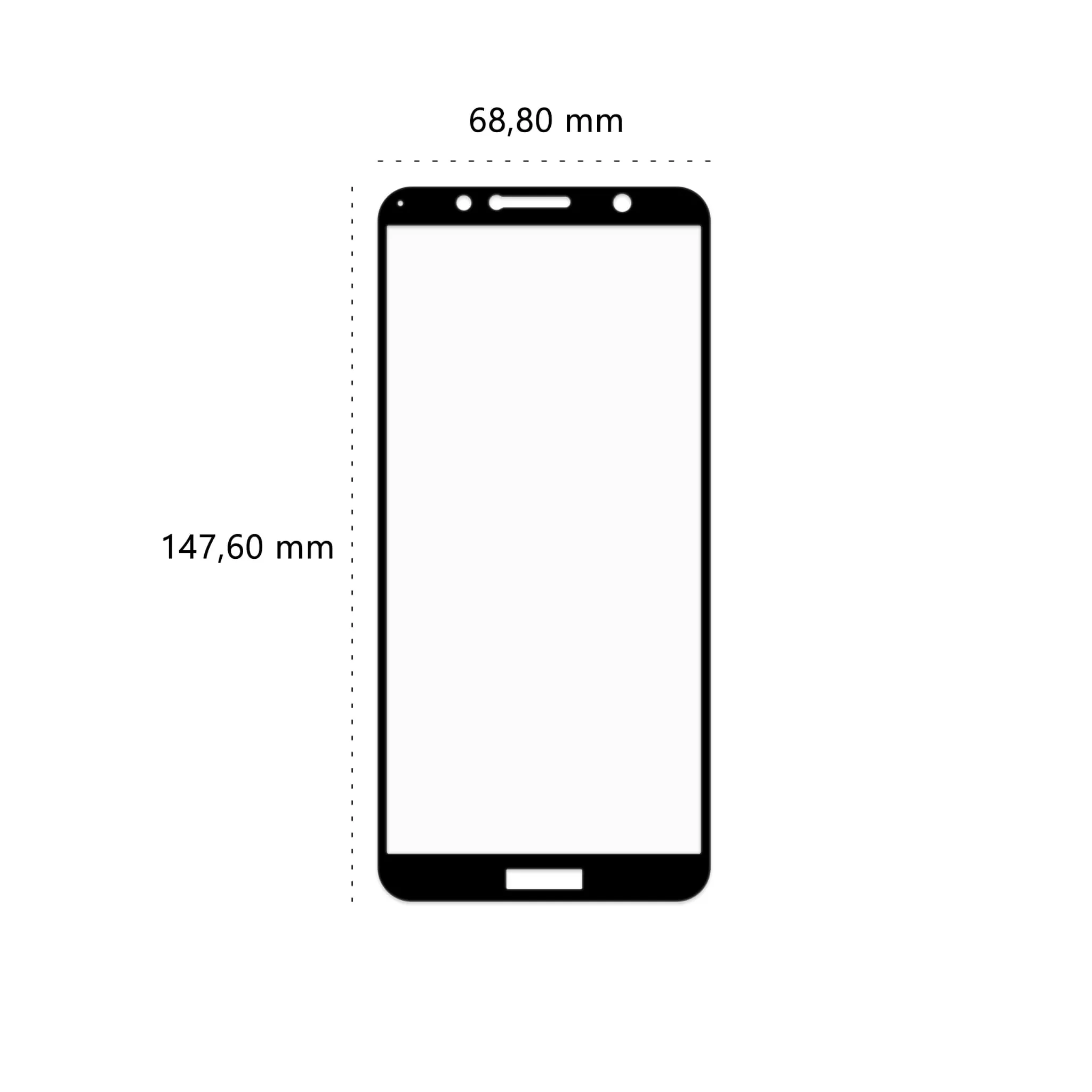 Wymiary szkła hartowanego 3D Polski Banan BananGuard w kolorze czarnym do telefonu Huawei Y6 2018