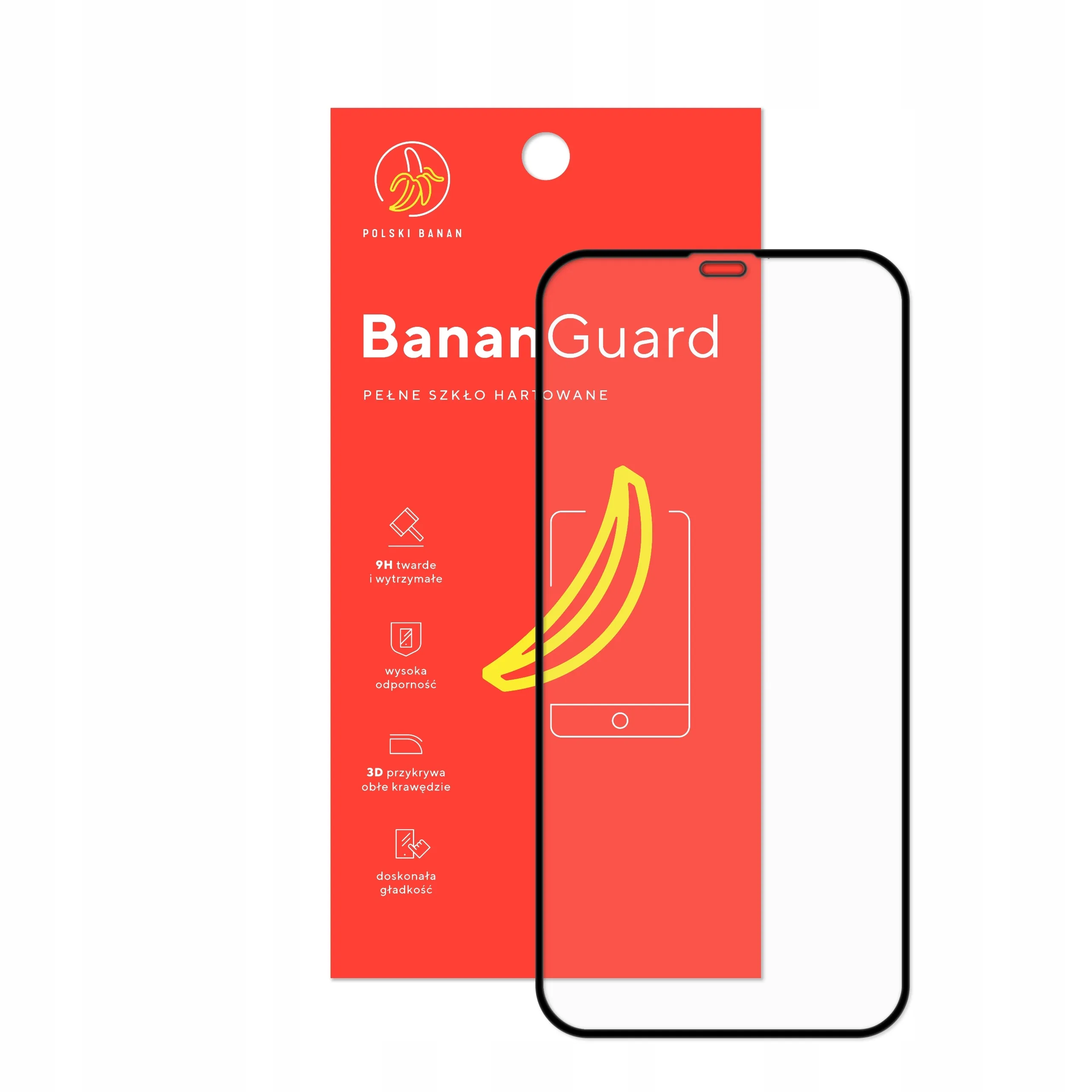 Szkło hartowane 5D Polski Banan BananGuard w kolorze czarnym z opakowaniem do telefonu Apple iPhone 12 Pro Max