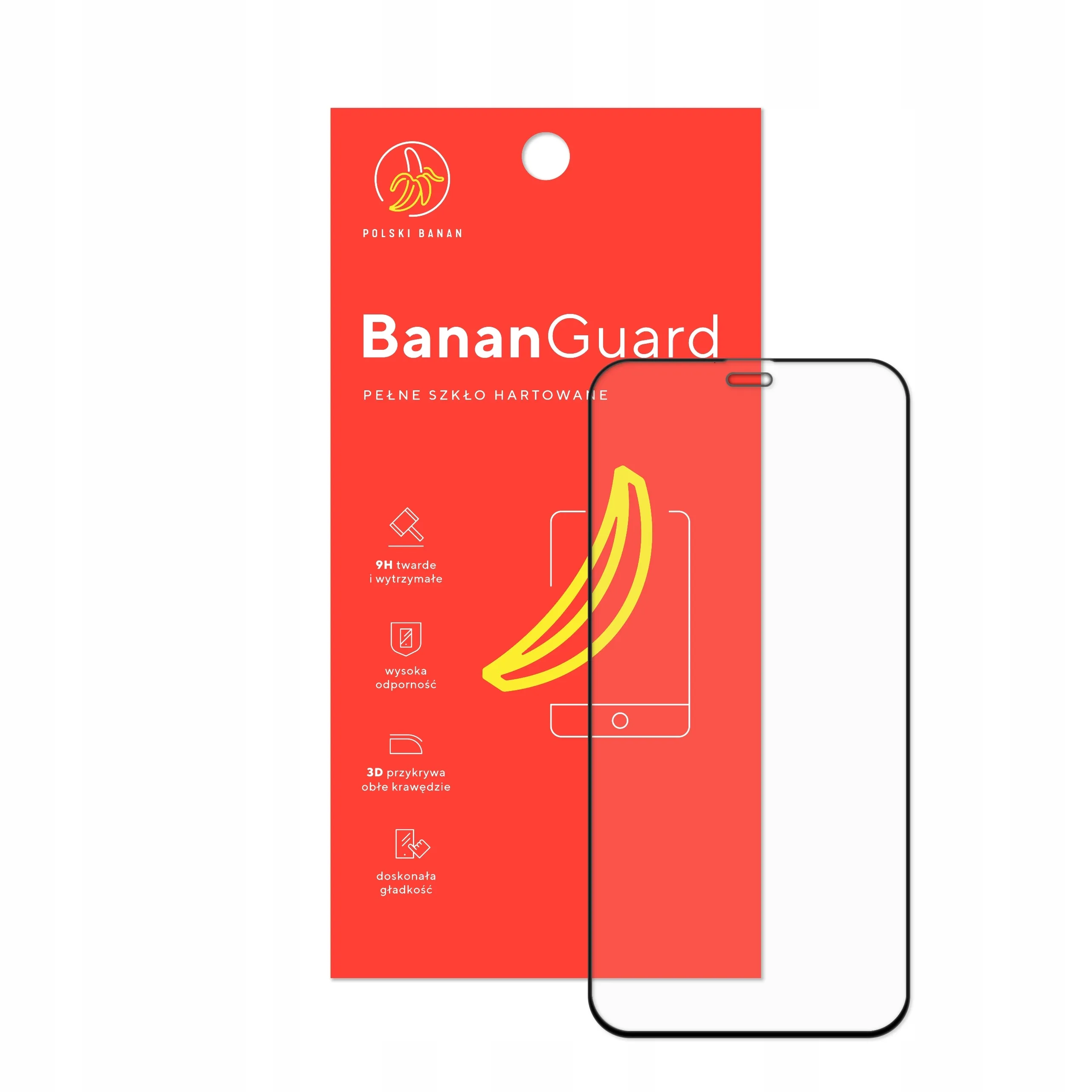 Szkło hartowane 5D Polski Banan BananGuard w kolorze czarnym z opakowaniem do telefonu Apple iPhone 12 mini