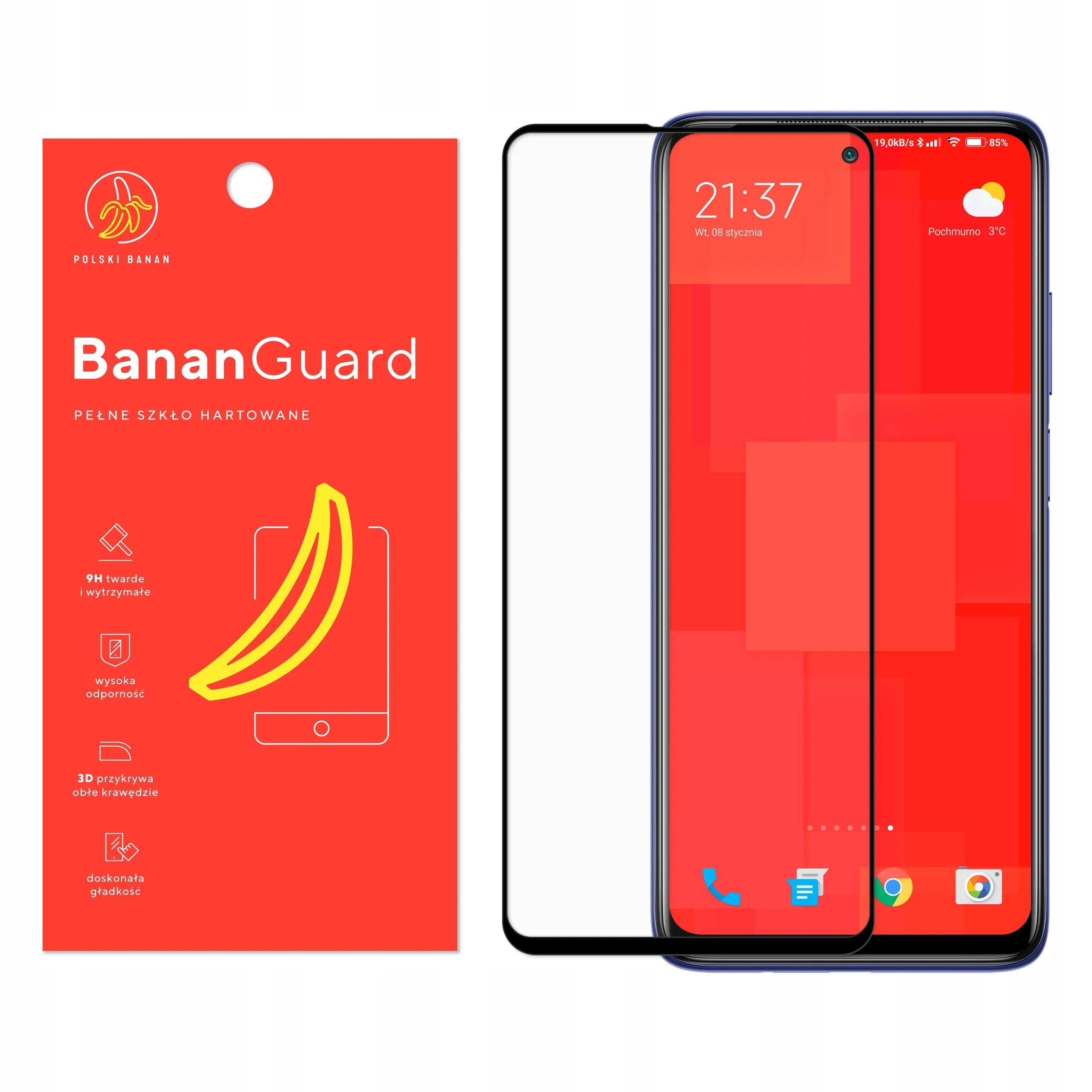Szkło hartowane 5D Polski Banan BananGuard w kolorze czarnym do Xiaomi Mi 10T Lite