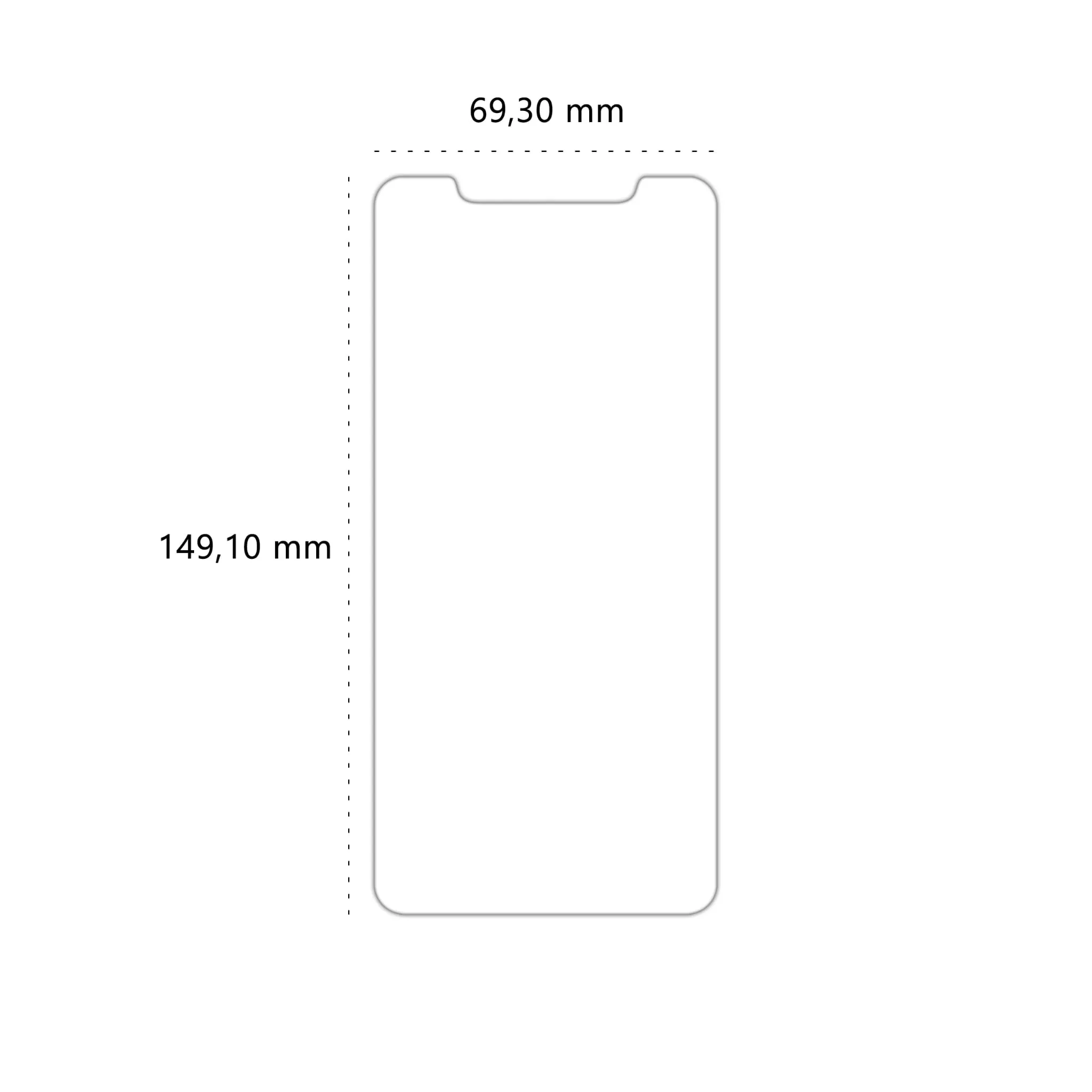 Wymiary szkła hybrydowego Polski Banan BananFlex do telefonu Xiaomi Mi 8