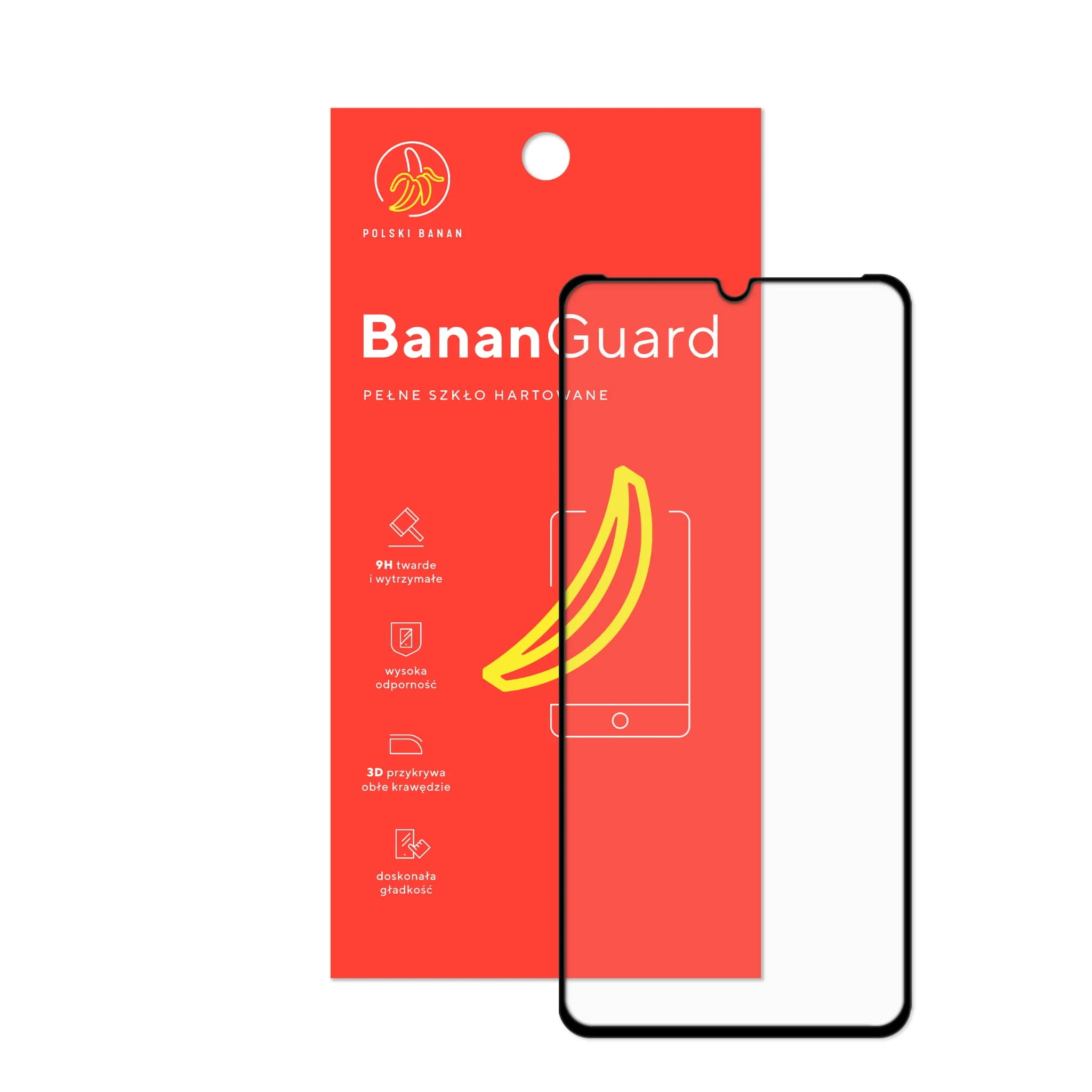 Szkło hartowane 5D Polski Banan BananGuard w kolorze czarnym z opakowaniem do telefonu Huawei P30 Pro