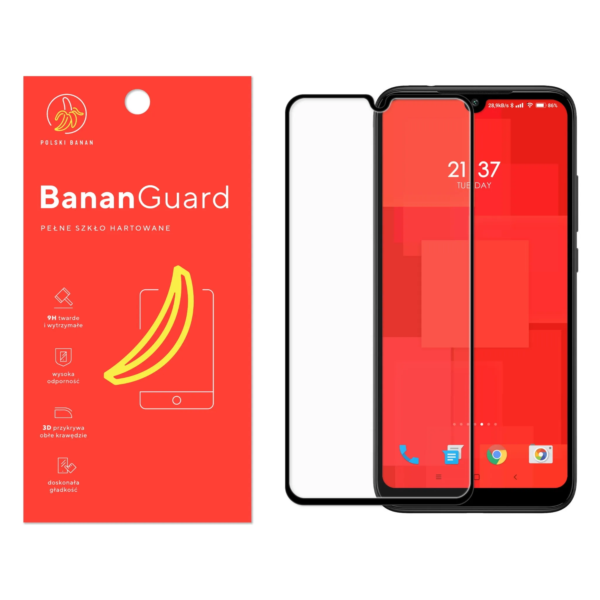 Szkło hartowane 5D Polski Banan BananGuard w kolorze czarnym do Xiaomi Redmi 7