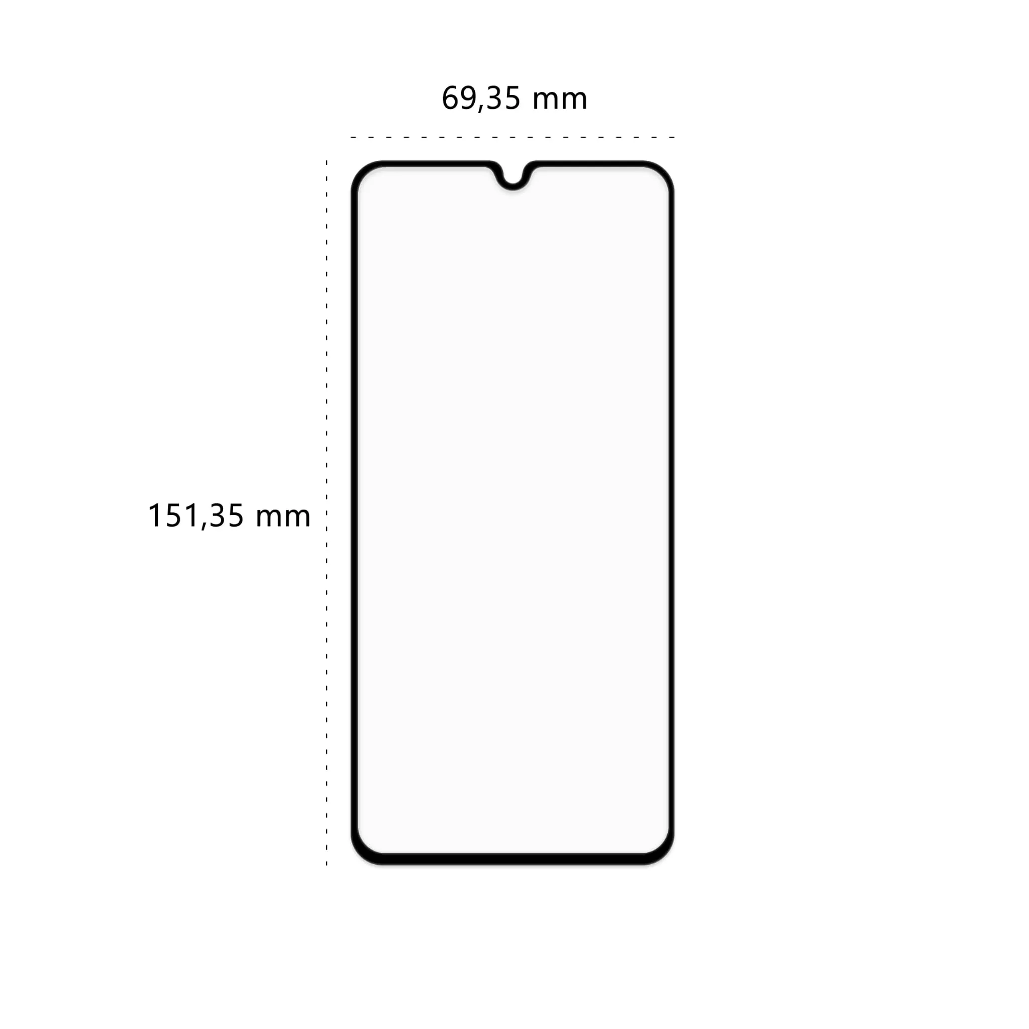Wymiary szkła hartowanego 3D Polski Banan BananGuard w kolorze czarnym do telefonu Xiaomi Redmi 7