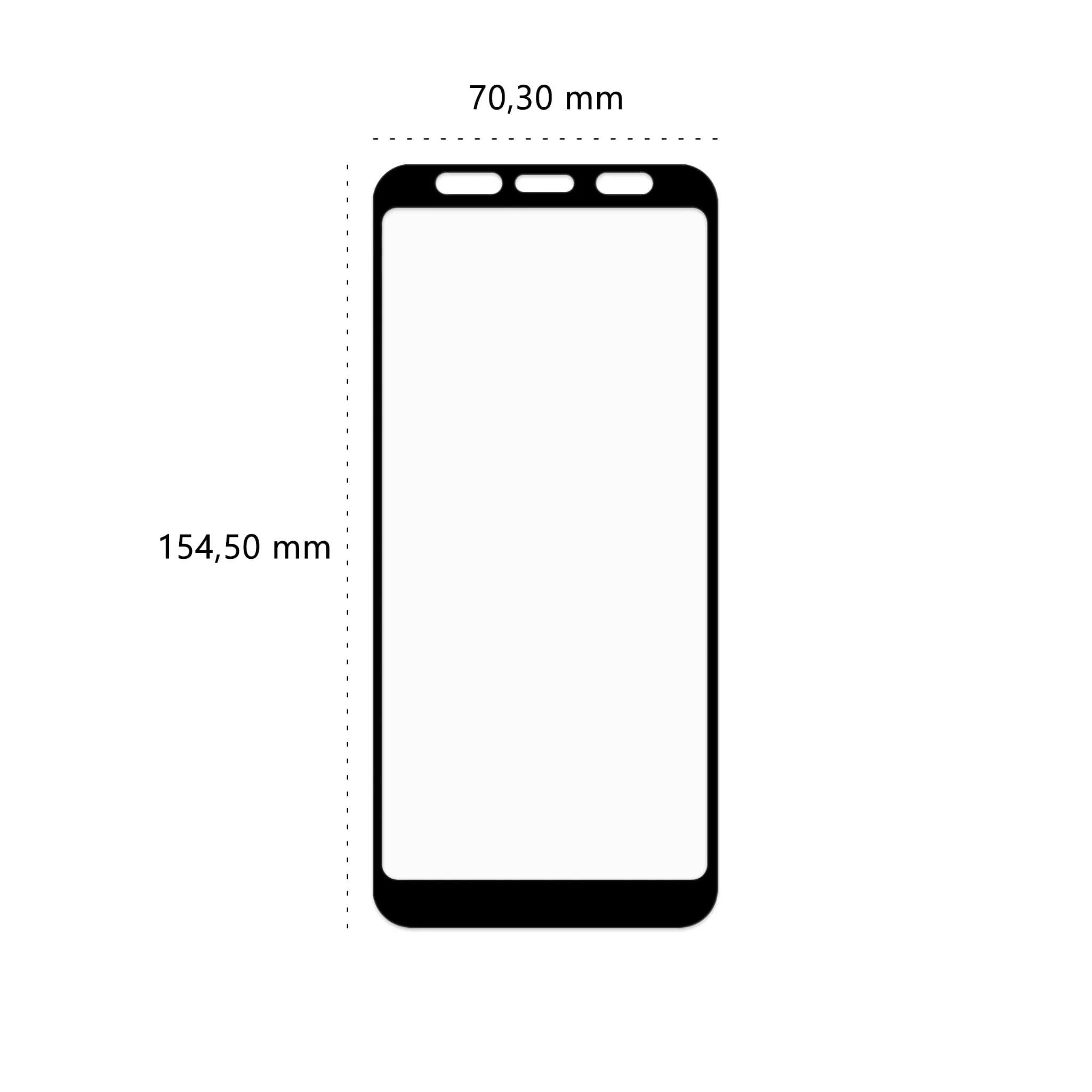 Wymiary szkła hartowanego 3D Polski Banan BananGuard w kolorze czarnym do telefonu Samsung Galaxy J4 Plus