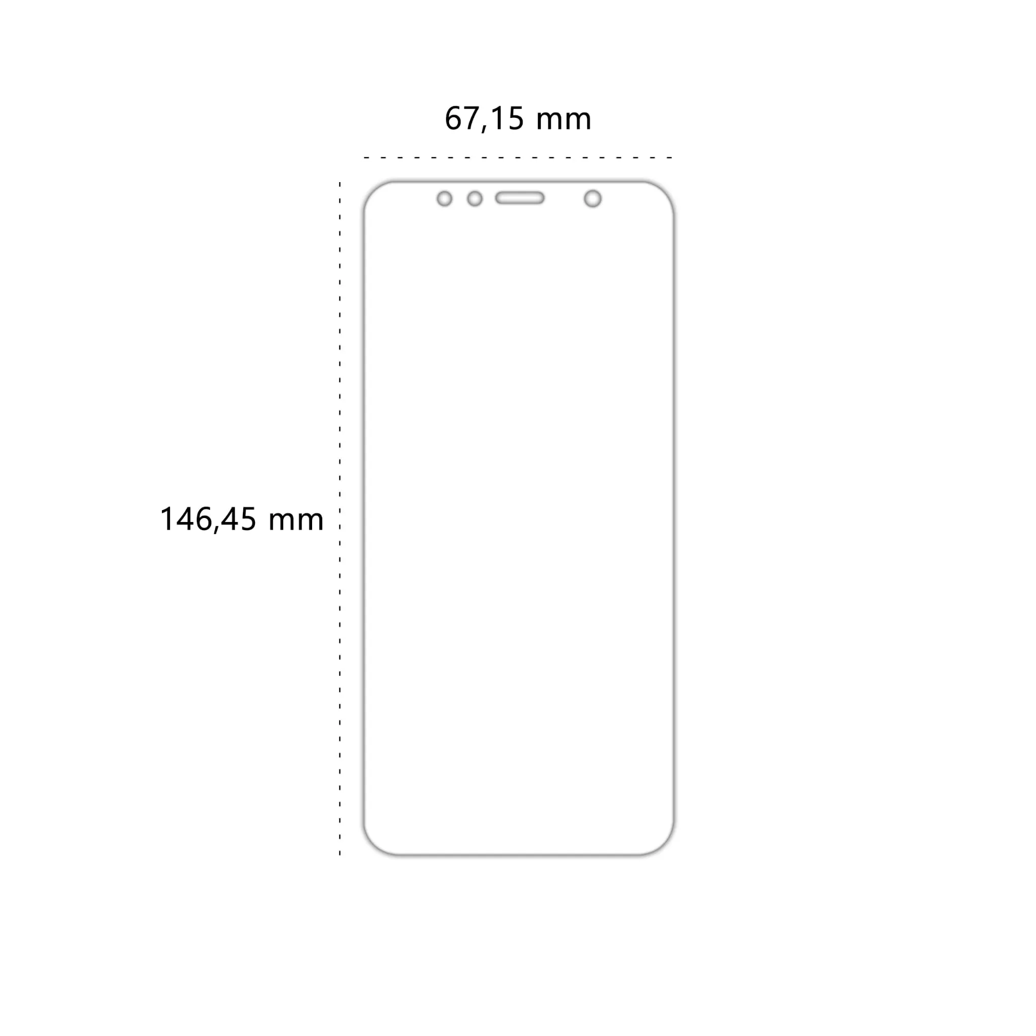 Wymiary szkła hartowanego Polski Banan BananShield do telefonu Huawei Y6 2018