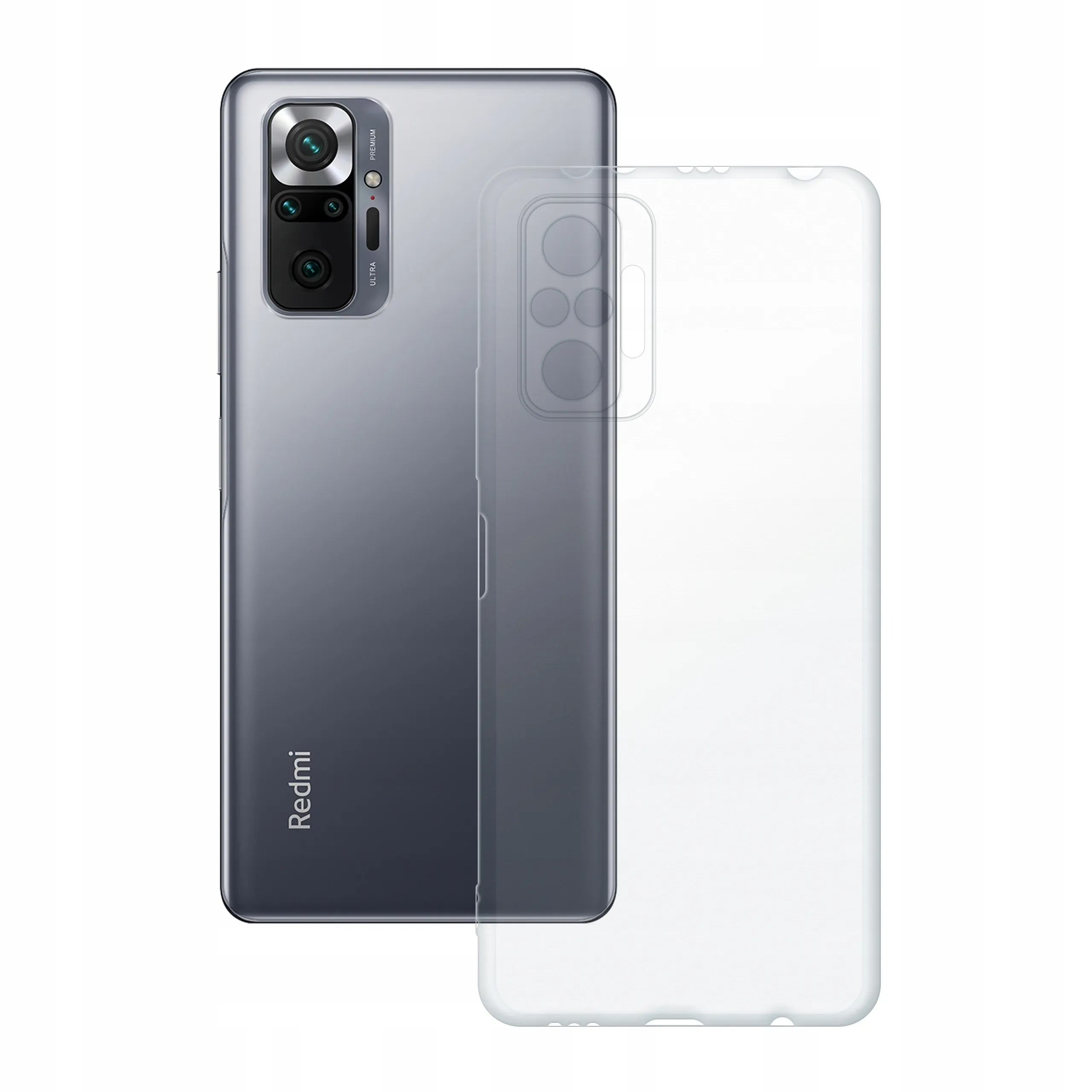 Etui silikonowe przezroczyste Polski Banan obok telefonu Xiaomi Redmi Note 10 Pro