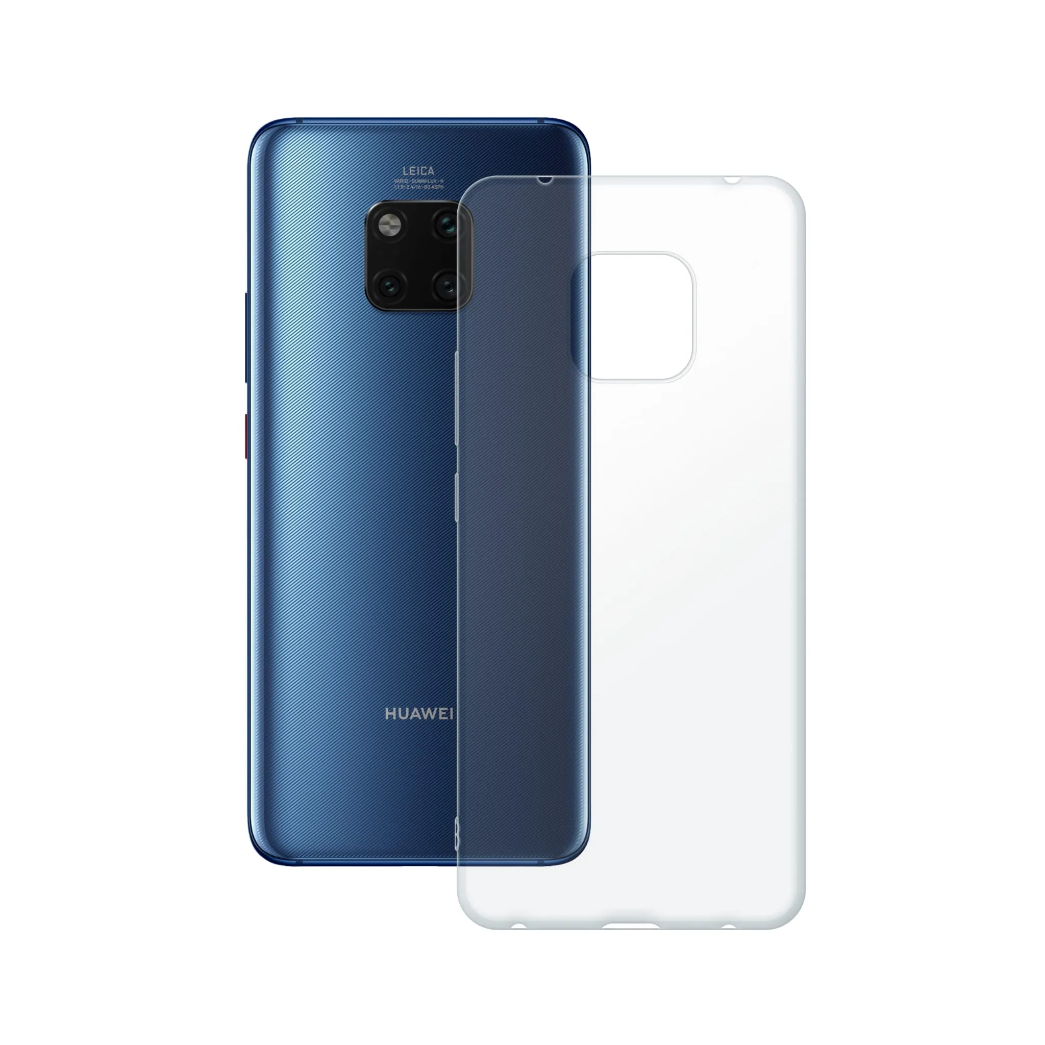 Etui silikonowe przezroczyste Polski Banan obok telefonu Huawei Mate 20 Pro