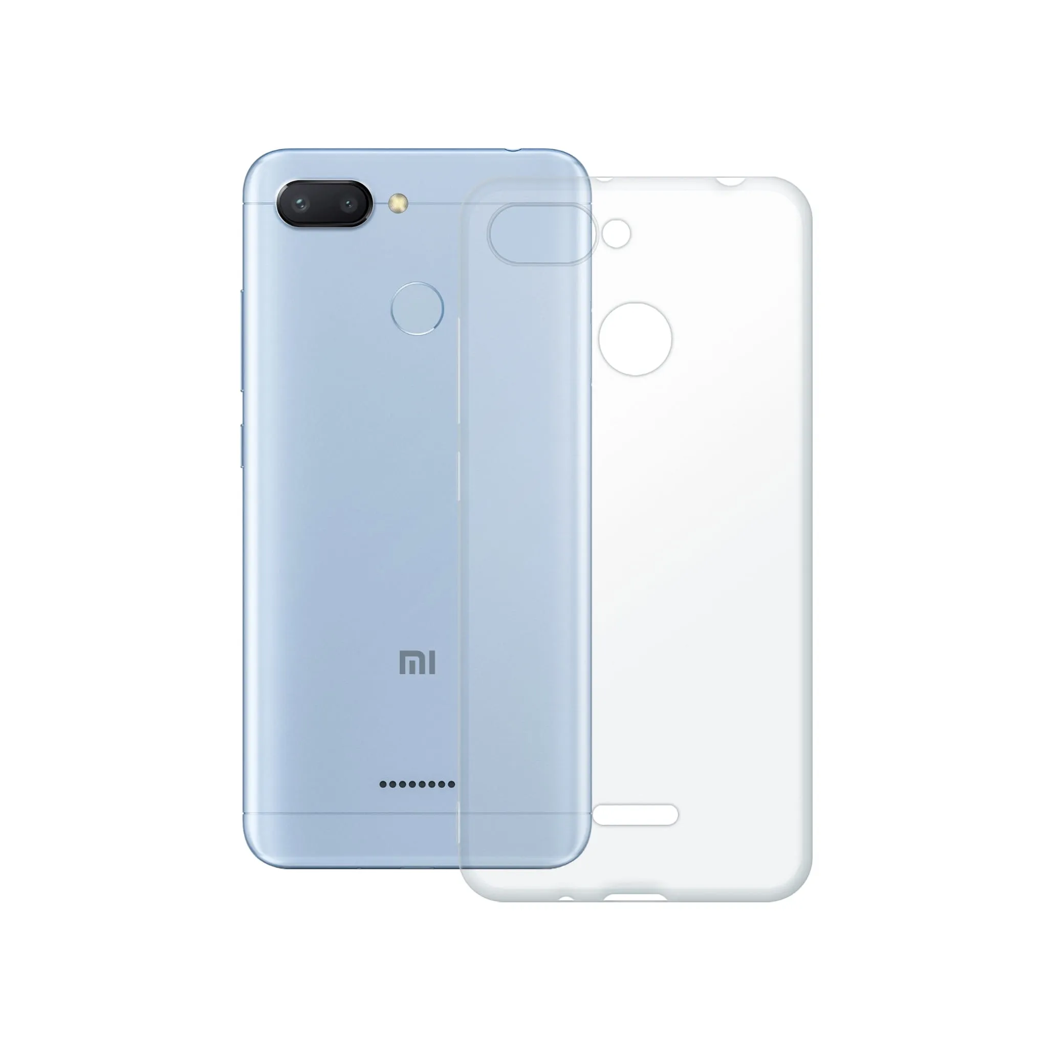 Etui silikonowe przezroczyste Polski Banan obok telefonu Xiaomi Redmi 6
