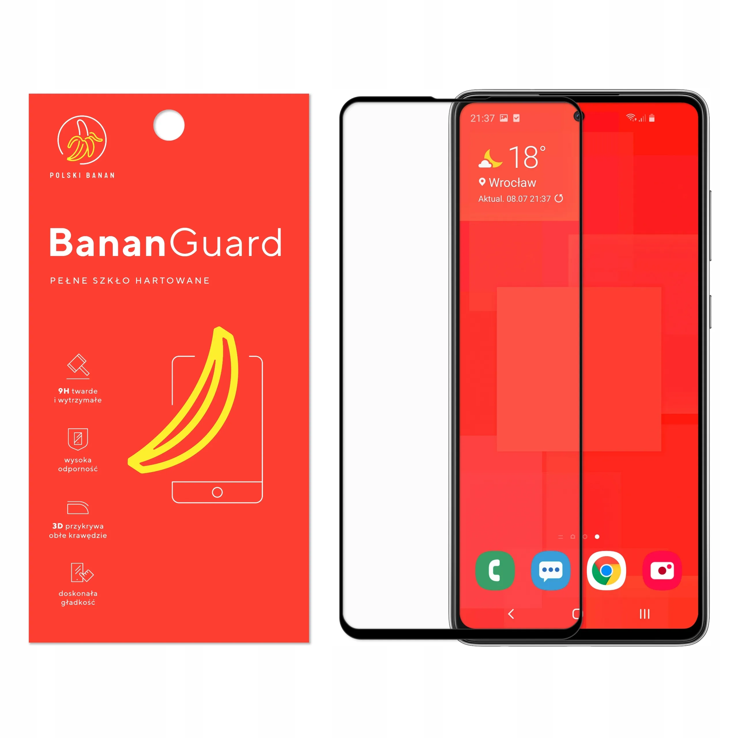 Szkło hartowane 5D Polski Banan BananGuard w kolorze czarnym do Samsung Galaxy A72