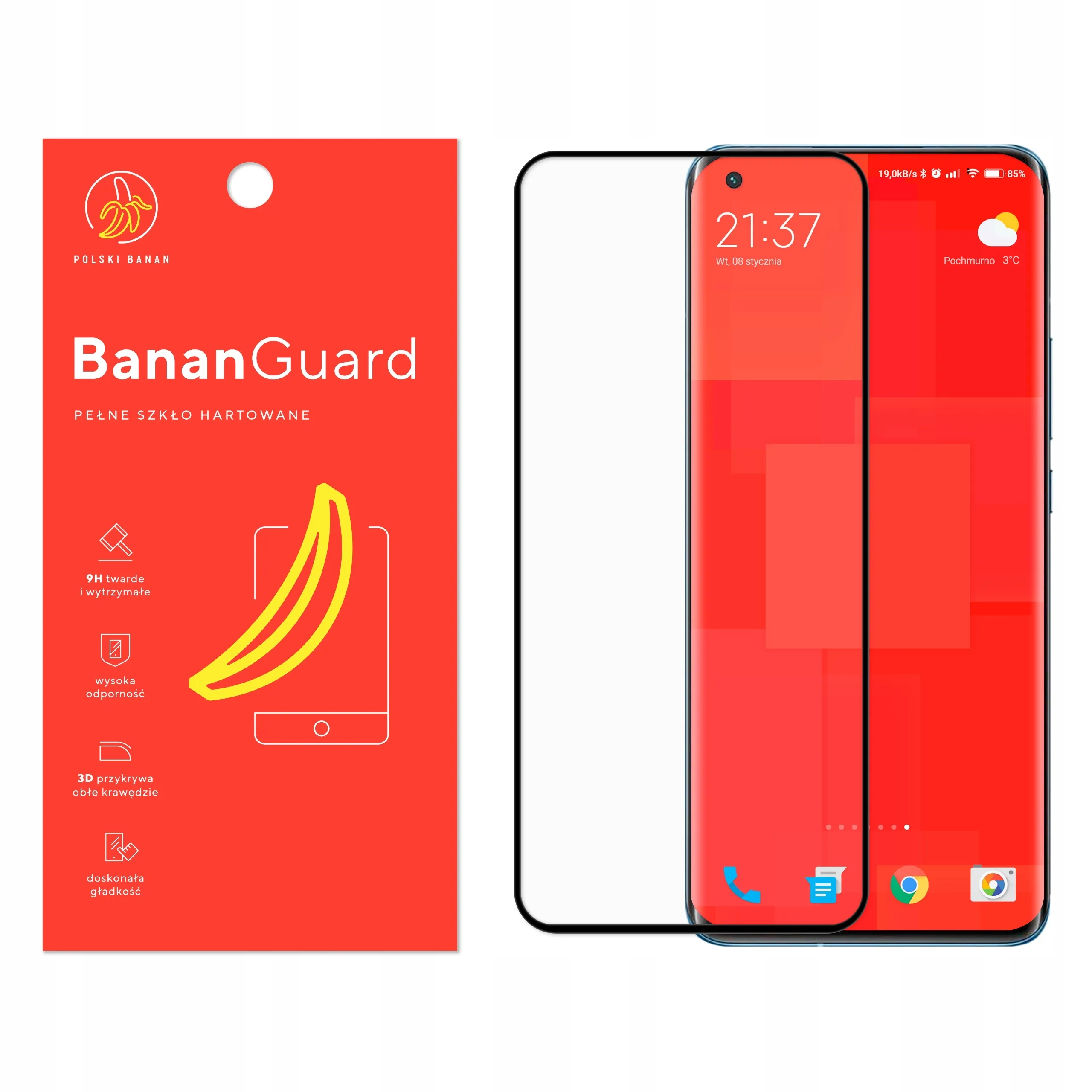 Szkło hartowane 5D Polski Banan BananGuard w kolorze czarnym do Xiaomi Mi 11