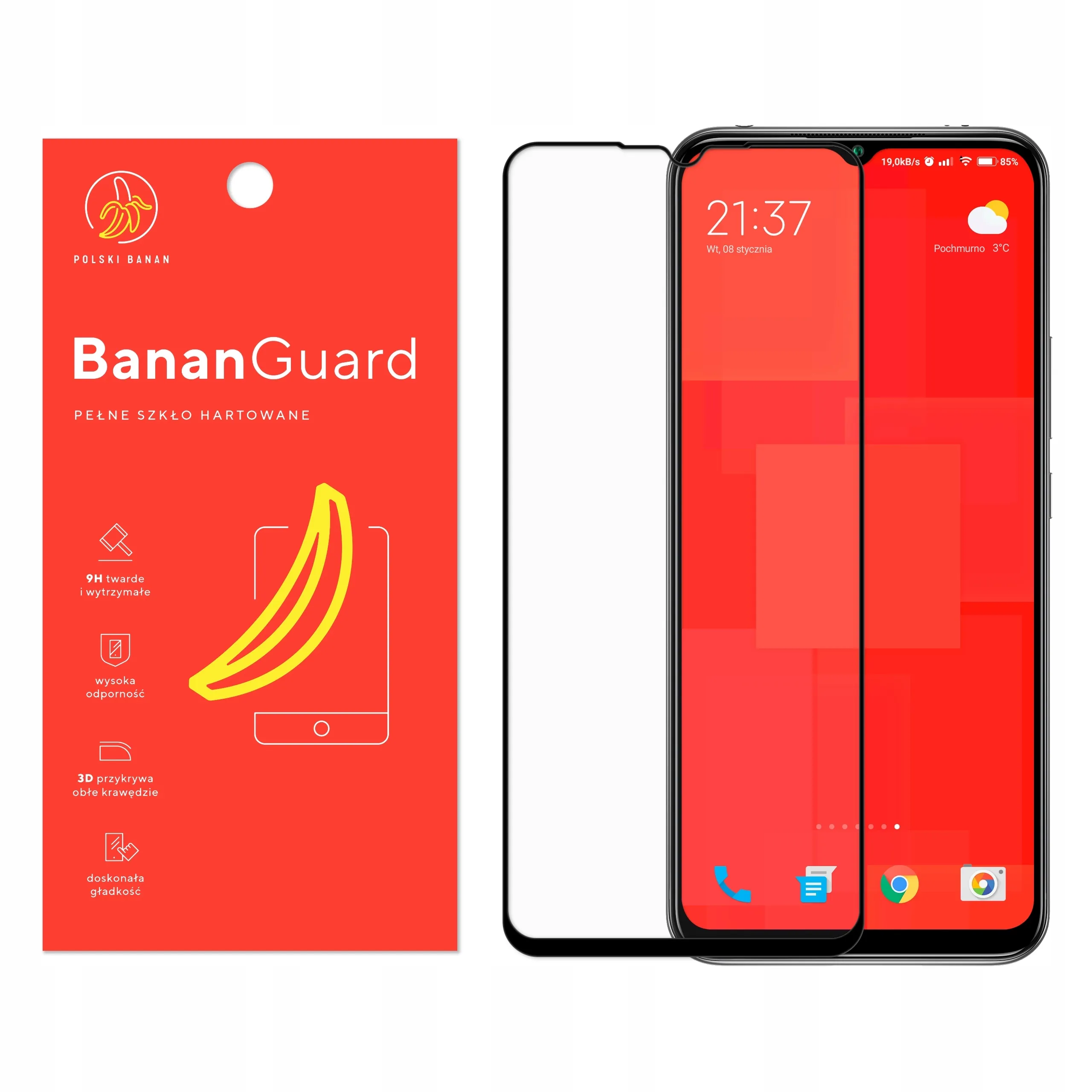 Szkło hartowane 5D Polski Banan BananGuard w kolorze czarnym do Xiaomi Mi 10 Lite