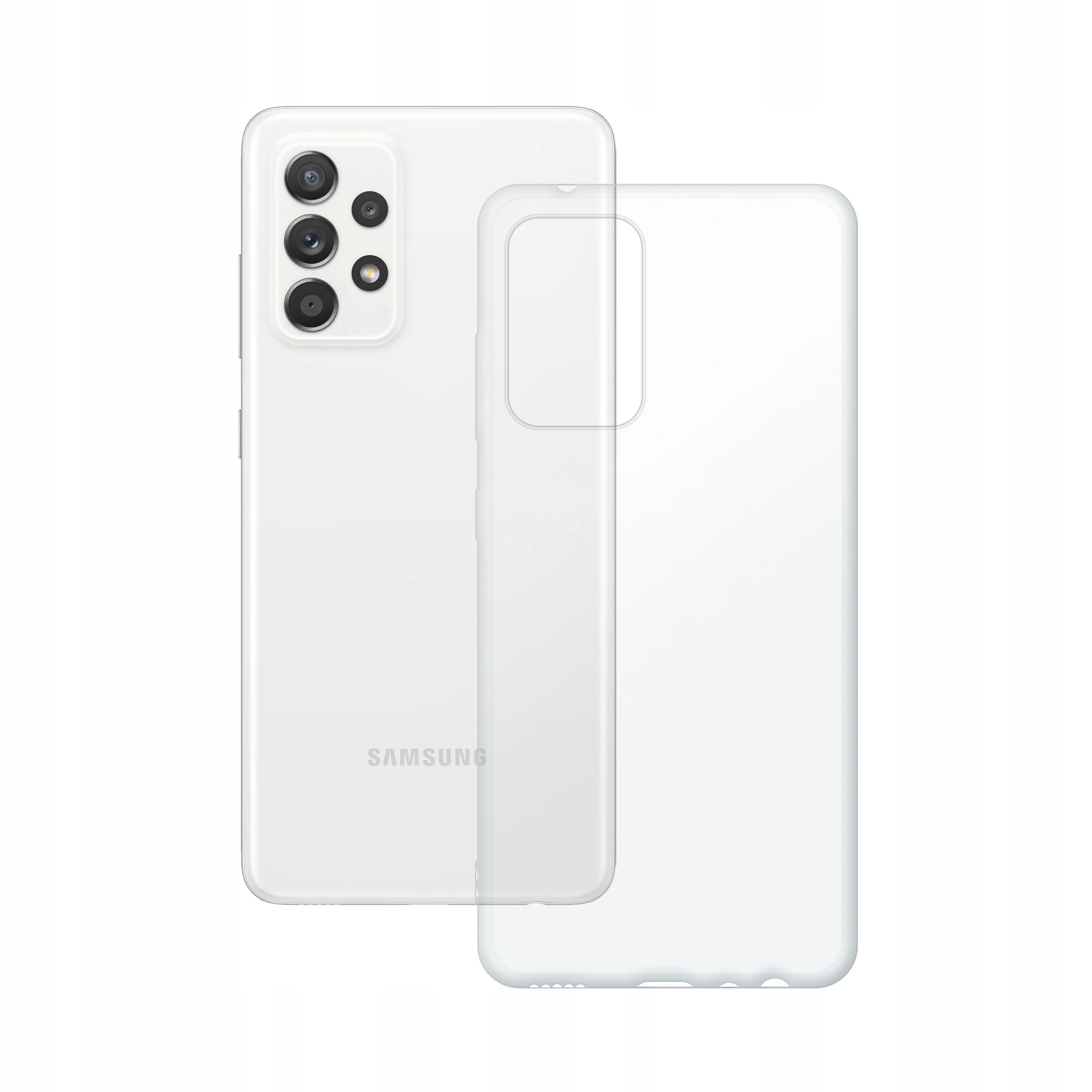 Etui silikonowe przezroczyste Polski Banan obok telefonu Samsung Galaxy A52 / A52s