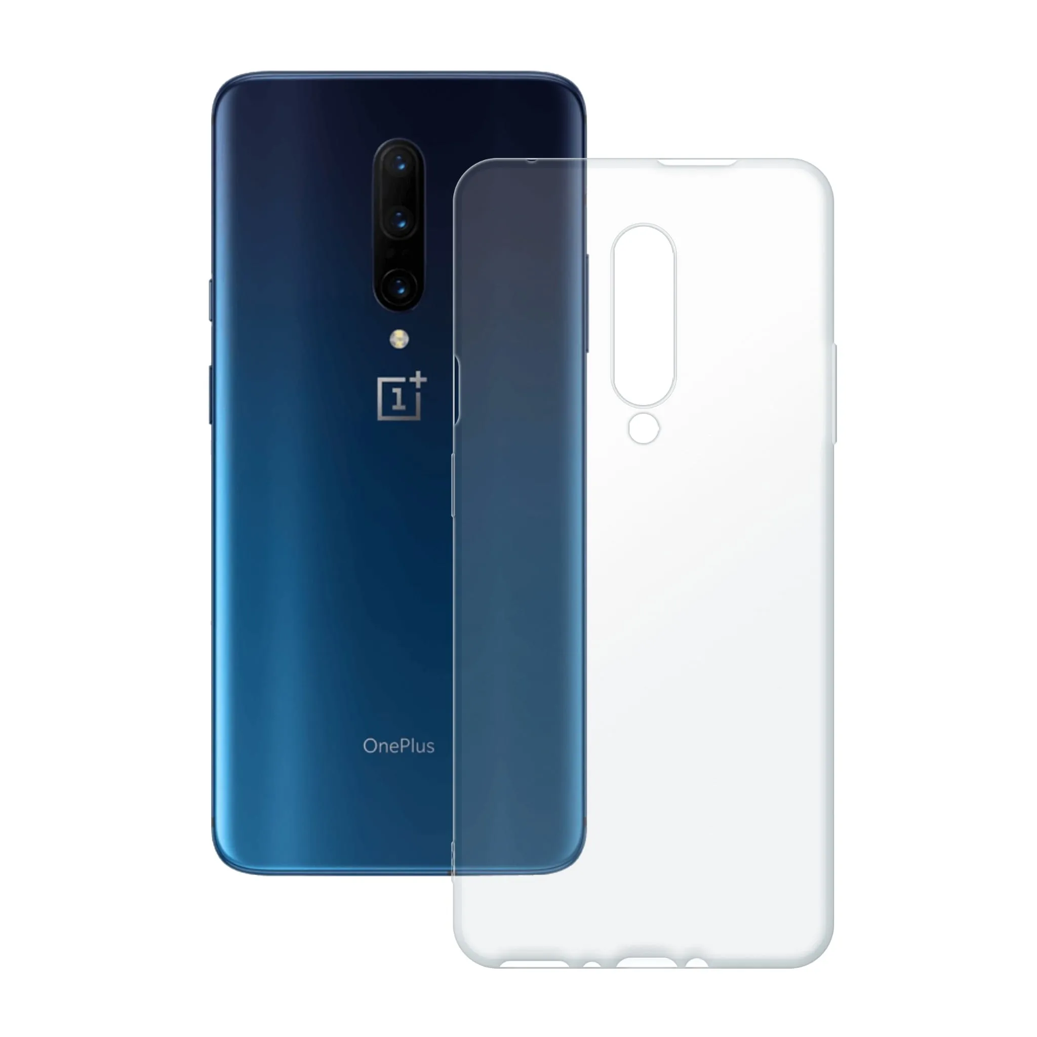 Etui silikonowe przezroczyste Polski Banan obok telefonu OnePlus 7 Pro