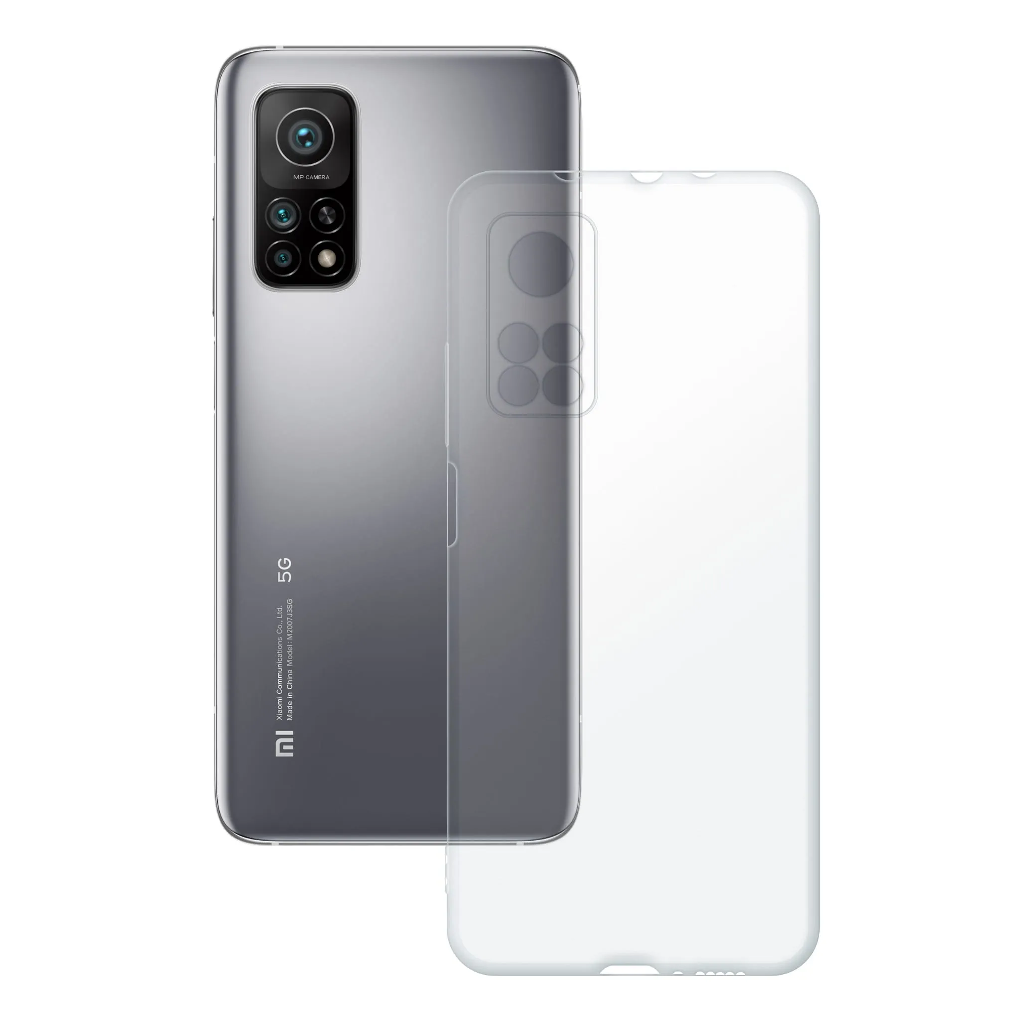 Etui silikonowe przezroczyste Polski Banan obok telefonu Xiaomi Mi 10T / Pro