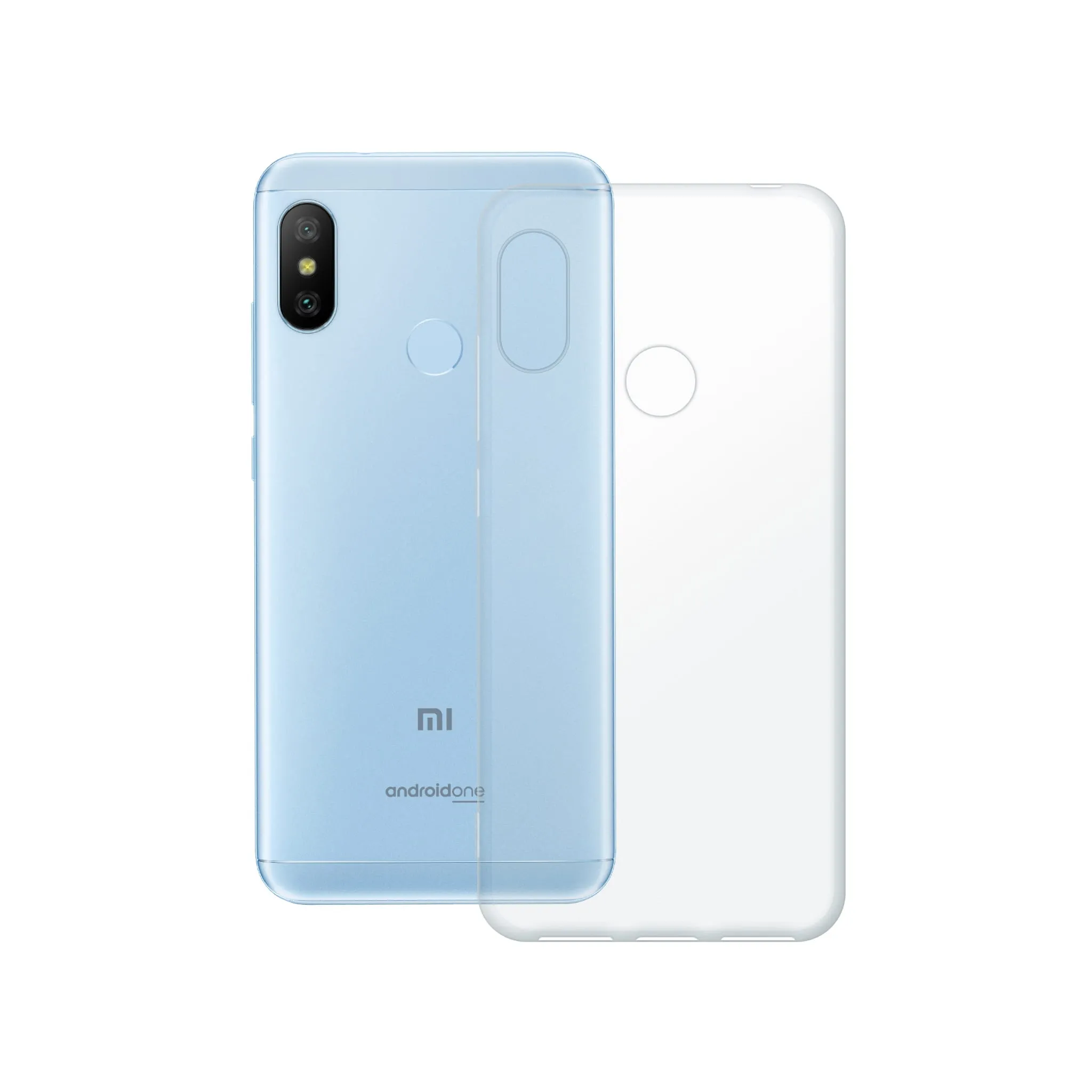 Etui silikonowe przezroczyste Polski Banan obok telefonu Xiaomi Mi A2 Lite / Redmi 6 Pro