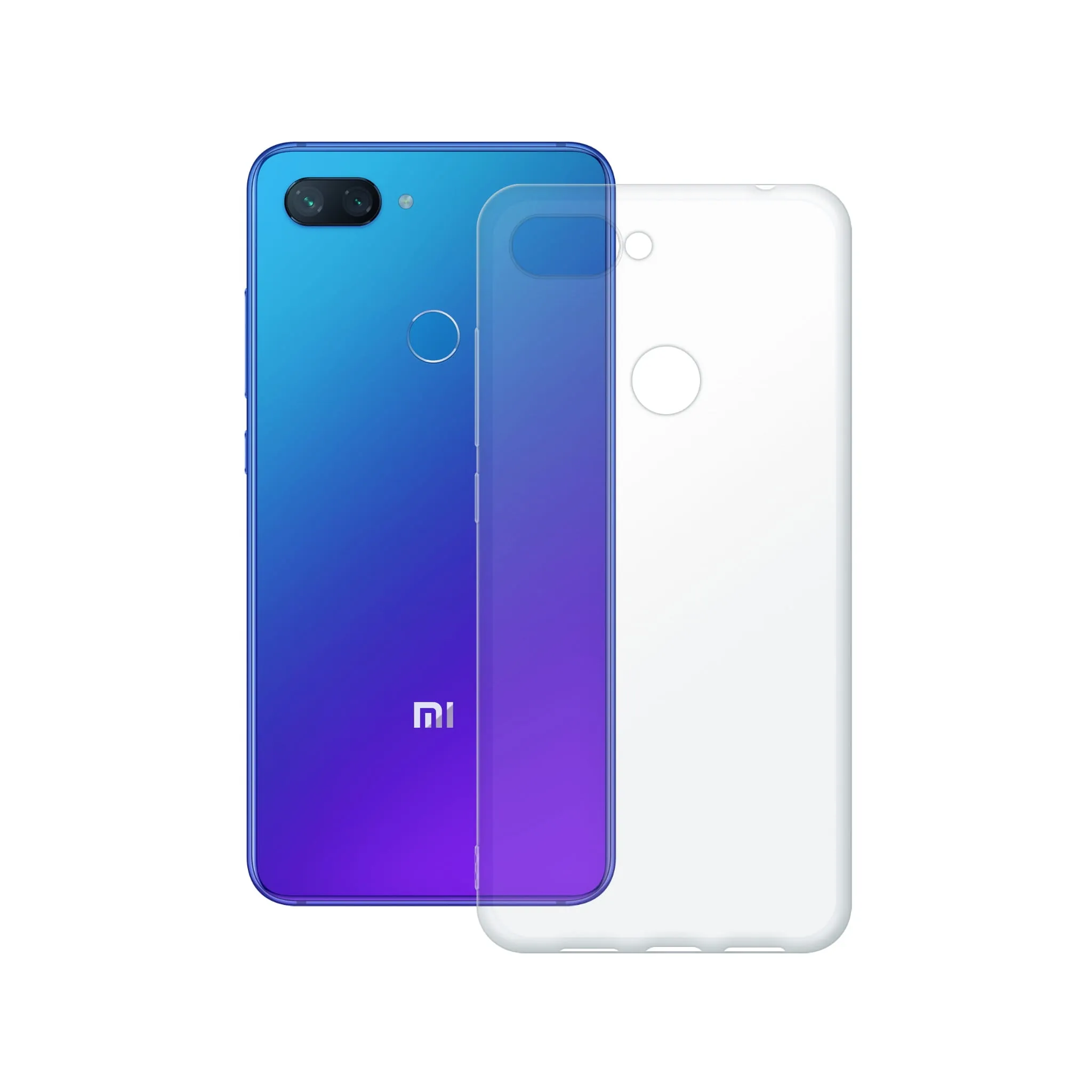 Etui silikonowe przezroczyste Polski Banan obok telefonu Xiaomi Mi 8 Lite