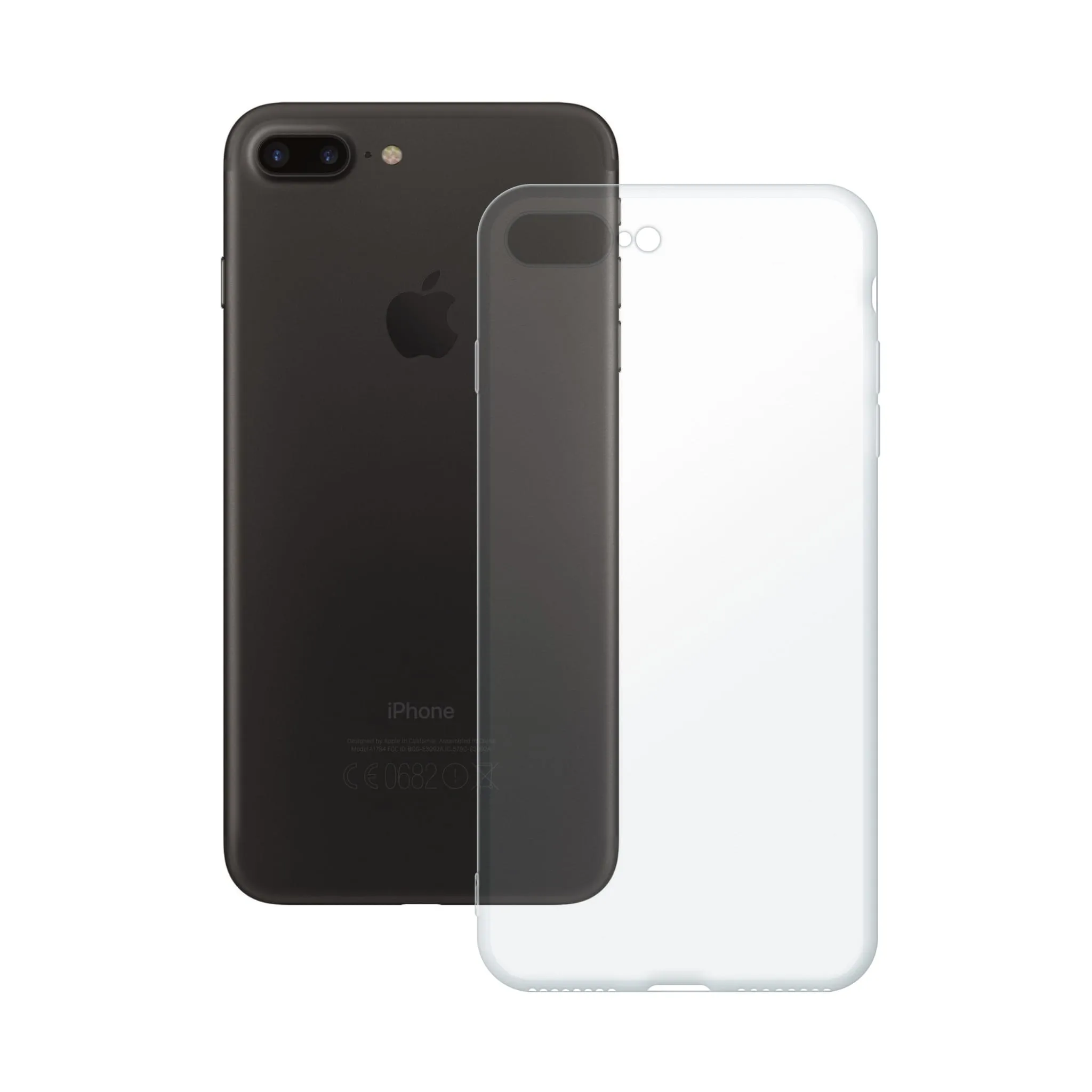 Etui silikonowe przezroczyste Polski Banan obok telefonu Apple iPhone 7 PLUS / 8 PLUS