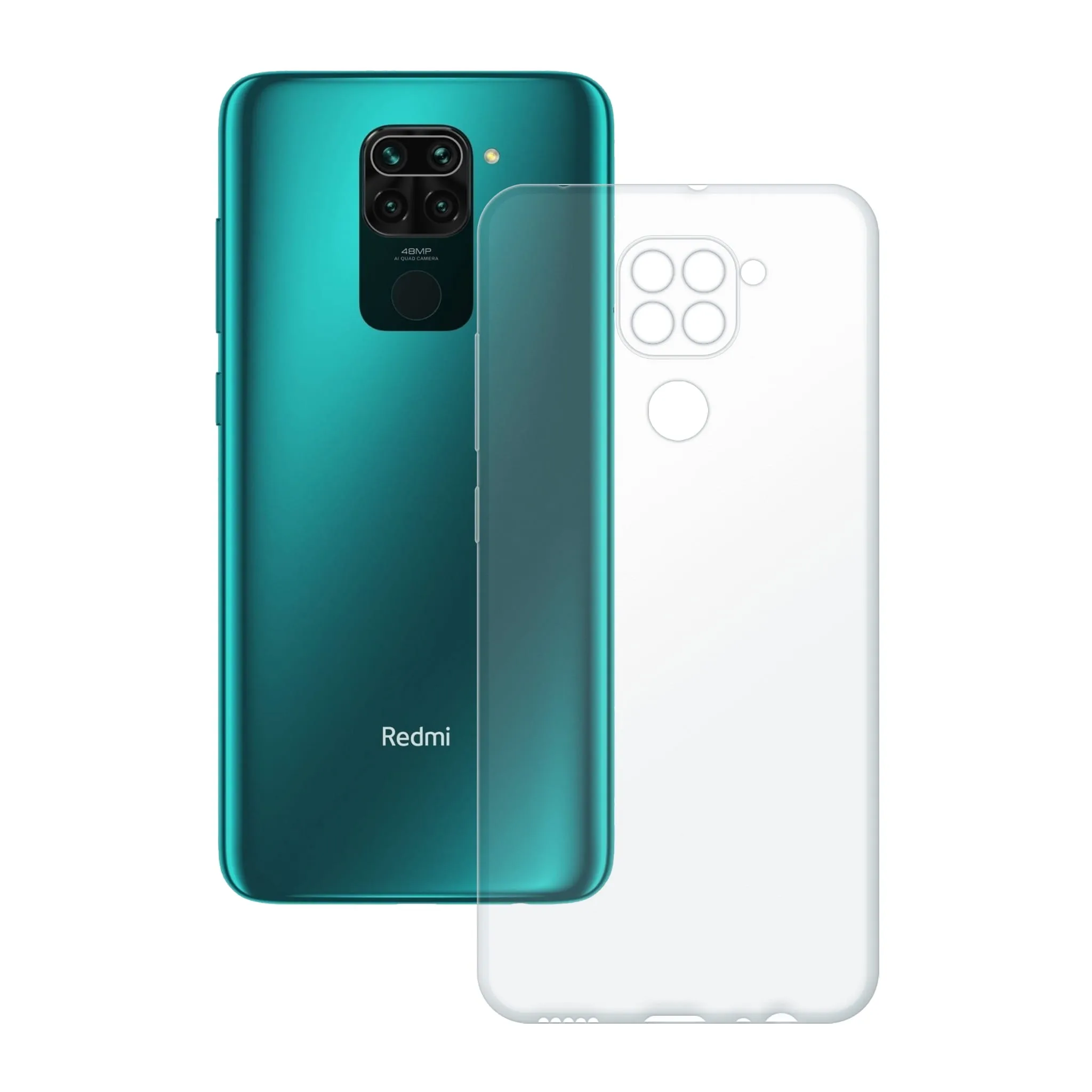 Etui silikonowe przezroczyste Polski Banan obok telefonu Xiaomi Redmi Note 9