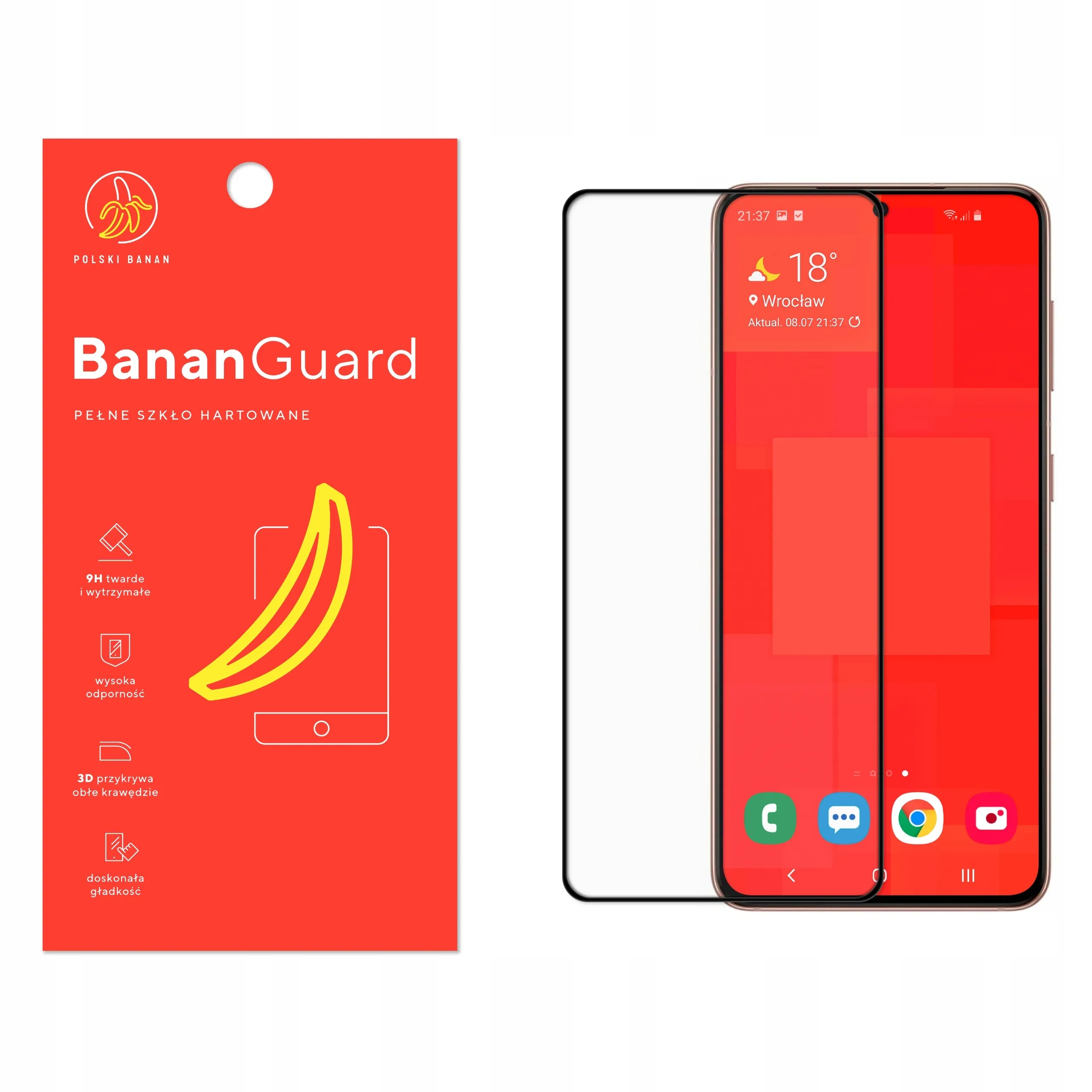 Szkło hartowane 5D Polski Banan BananGuard w kolorze czarnym do Samsung Galaxy S21