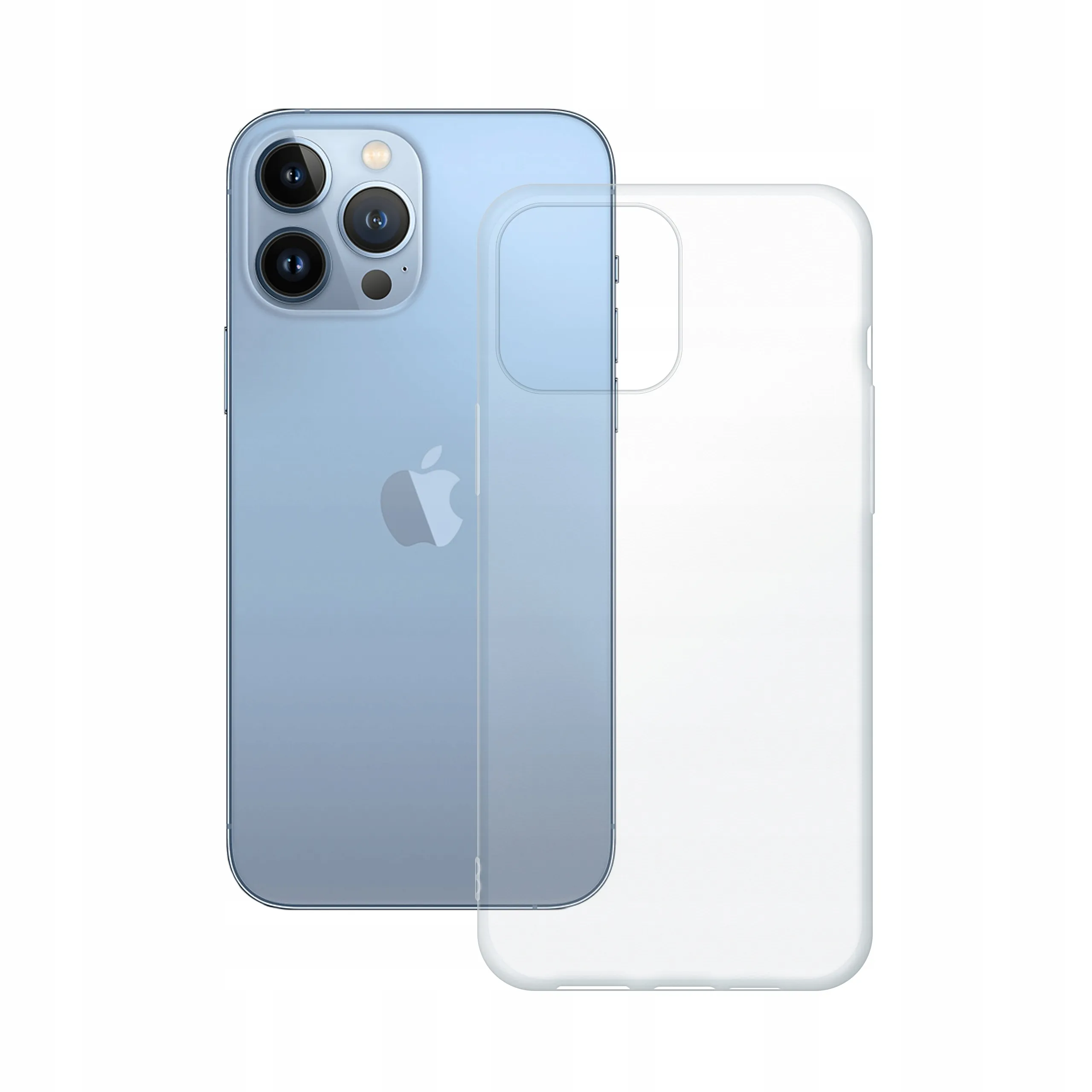Etui silikonowe przezroczyste Polski Banan obok telefonu Apple iPhone 13 Pro Max