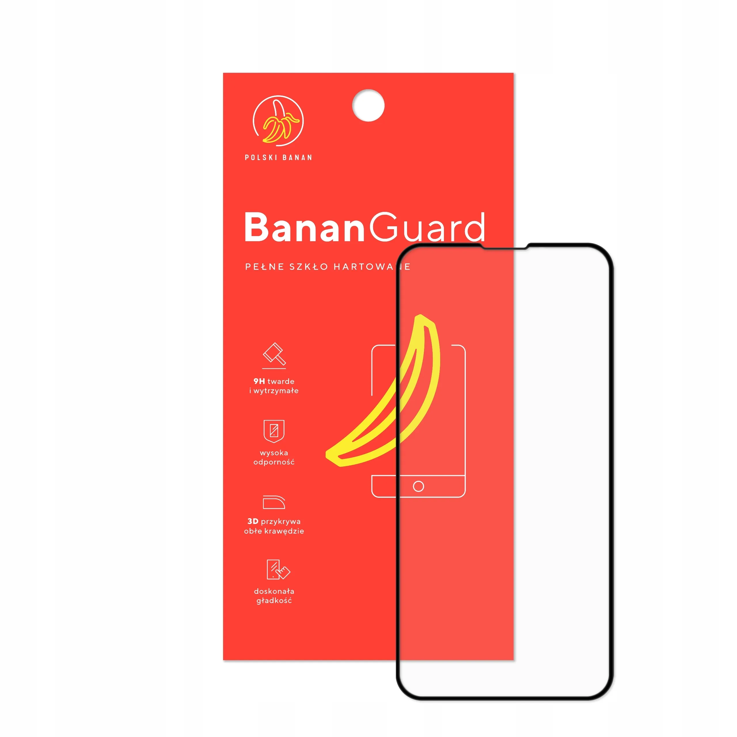 Szkło hartowane 5D Polski Banan BananGuard w kolorze czarnym z opakowaniem do telefonu Apple iPhone 13 mini