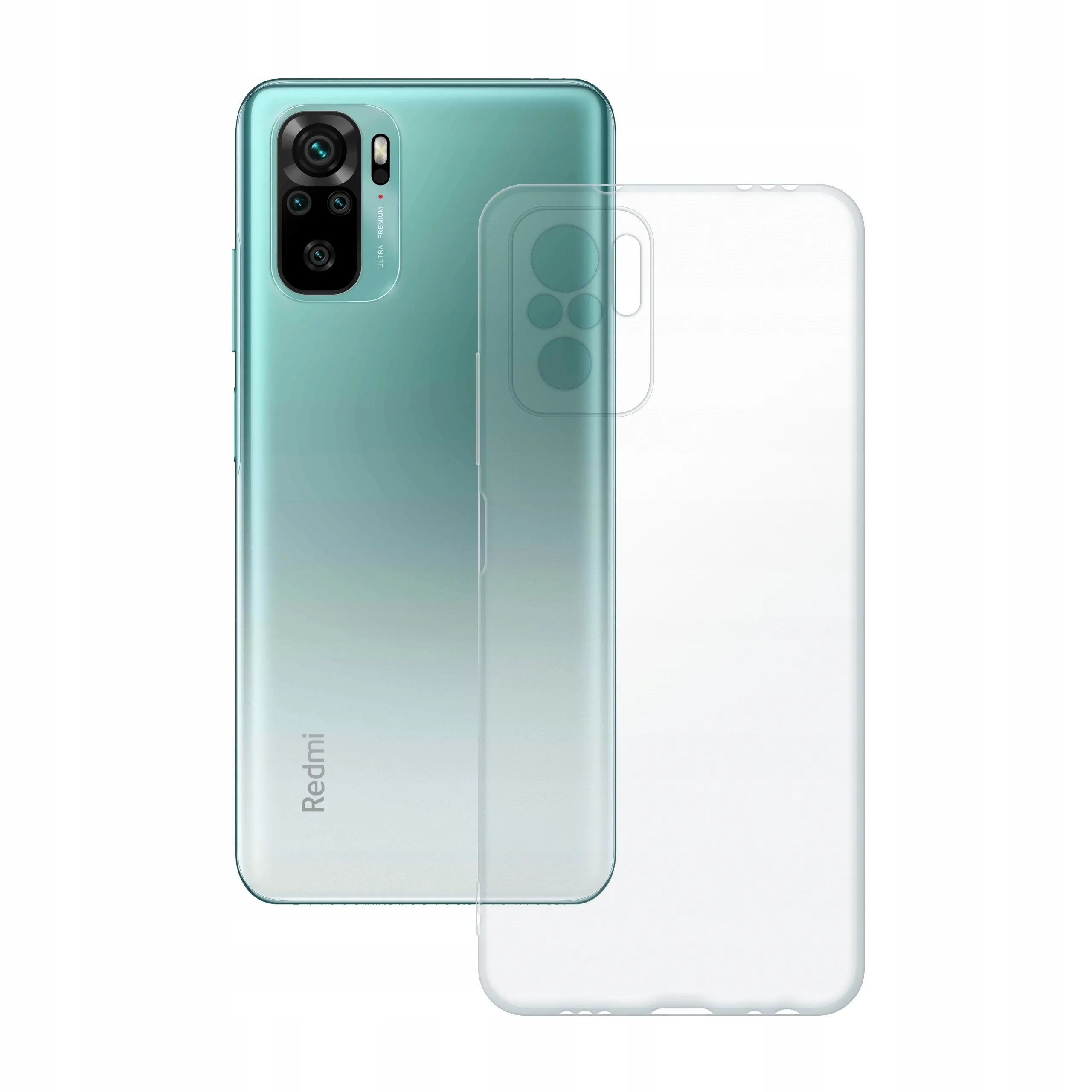 Etui silikonowe przezroczyste Polski Banan obok telefonu Xiaomi Redmi Note 10 / 10s