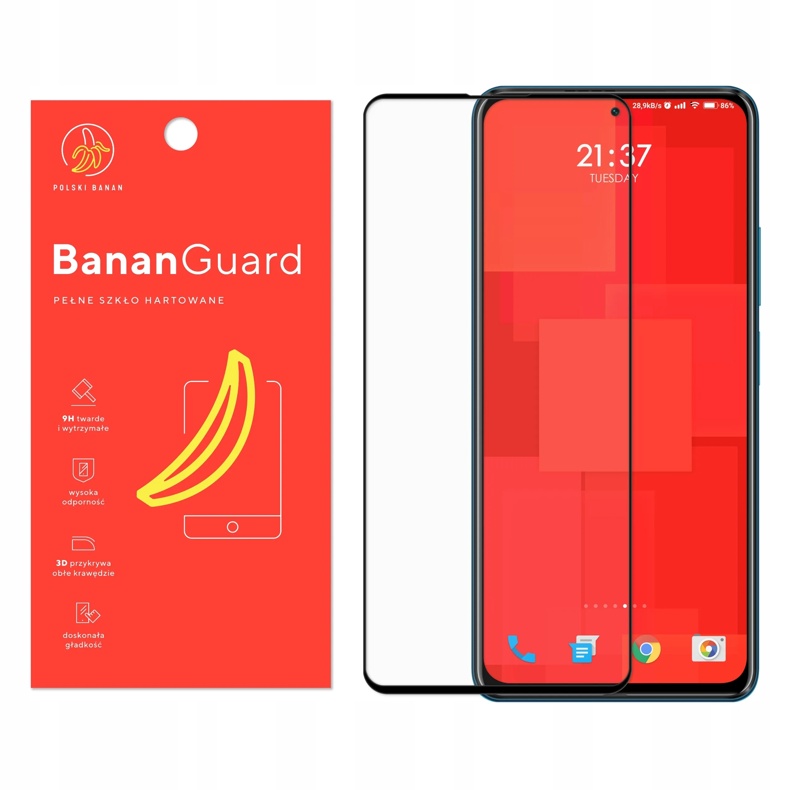 Szkło hartowane 5D Polski Banan BananGuard w kolorze czarnym do Xiaomi POCO F3