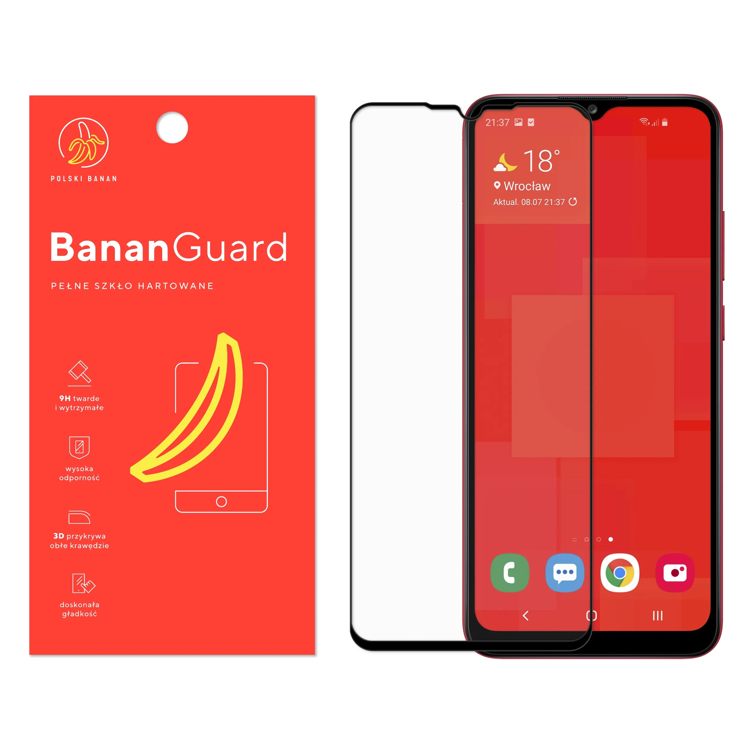 Szkło hartowane 5D Polski Banan BananGuard w kolorze czarnym do Samsung Galaxy A02s