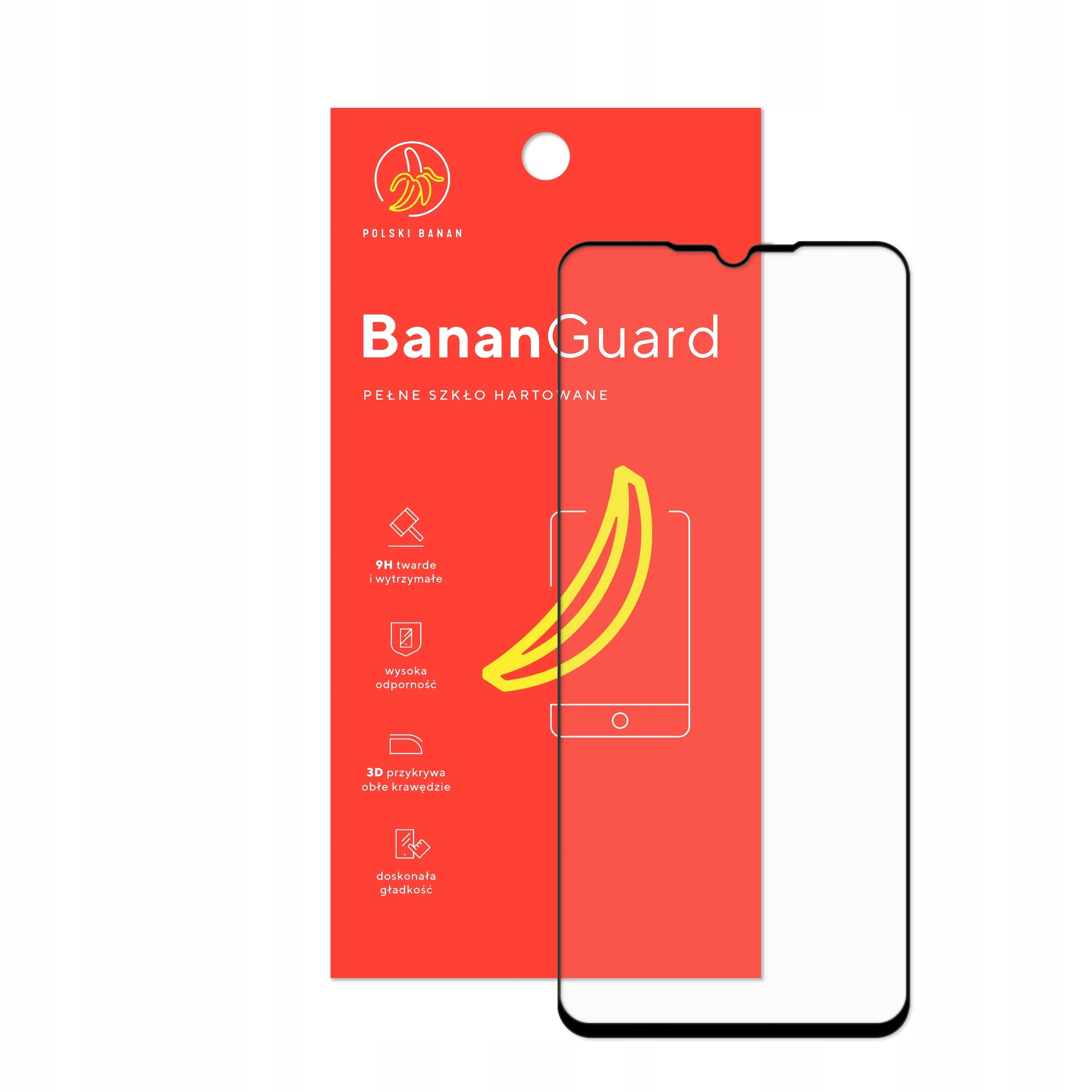Szkło hartowane 5D Polski Banan BananGuard w kolorze czarnym z opakowaniem do telefonu Samsung Galaxy A02s