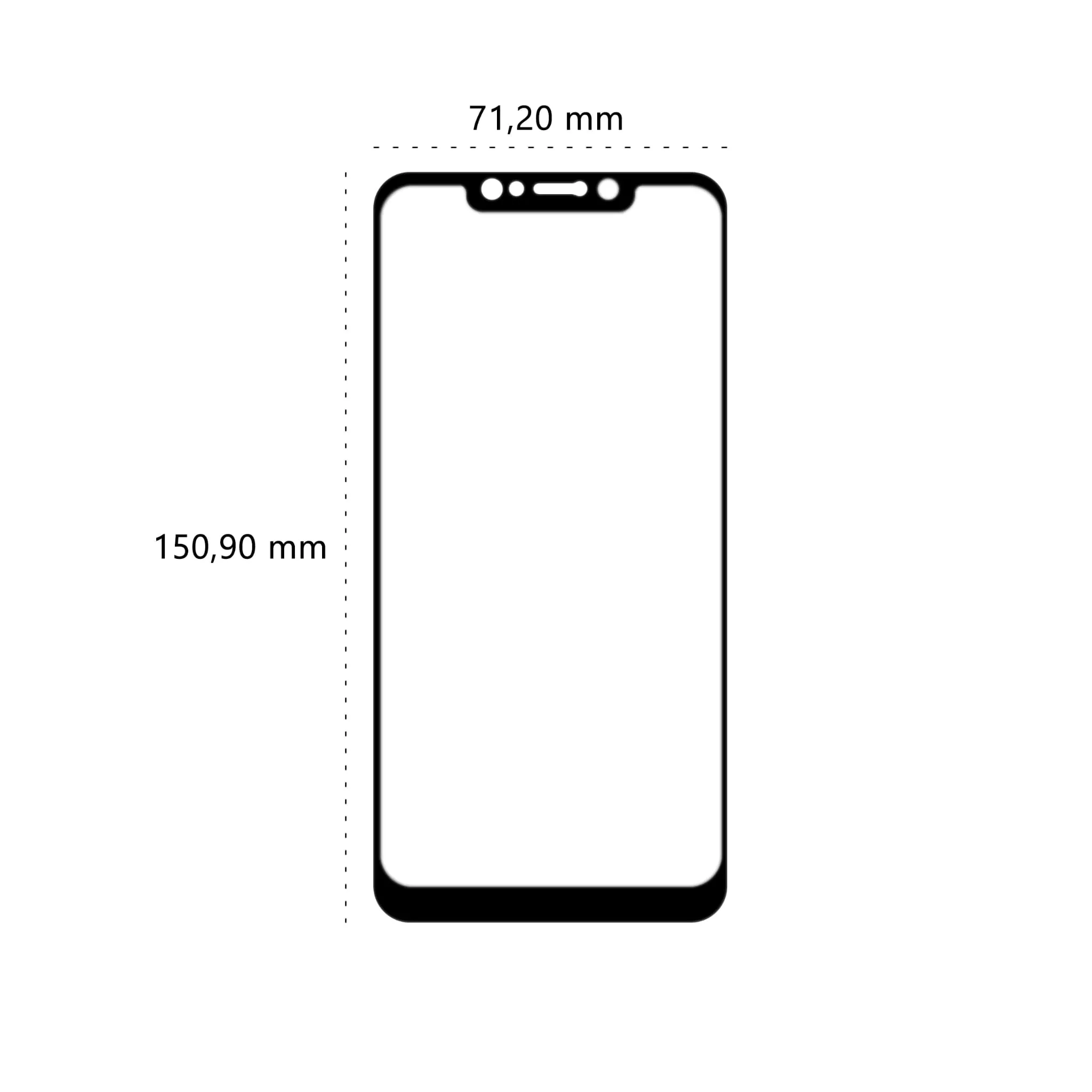 Wymiary szkła hartowanego 3D Polski Banan BananGuard w kolorze czarnym do telefonu Xiaomi Pocophone F1