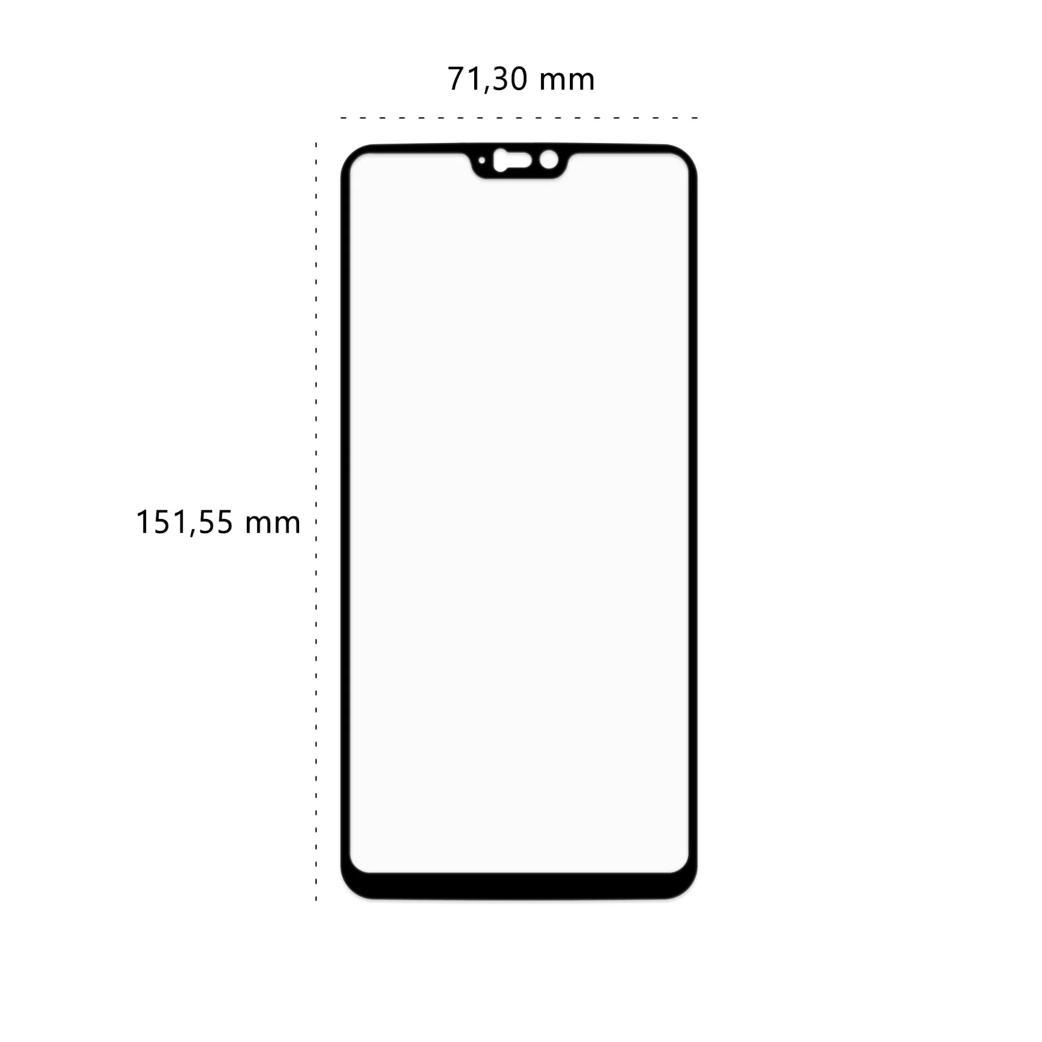 Wymiary szkła hartowanego 3D Polski Banan BananGuard w kolorze czarnym do telefonu OnePlus 6