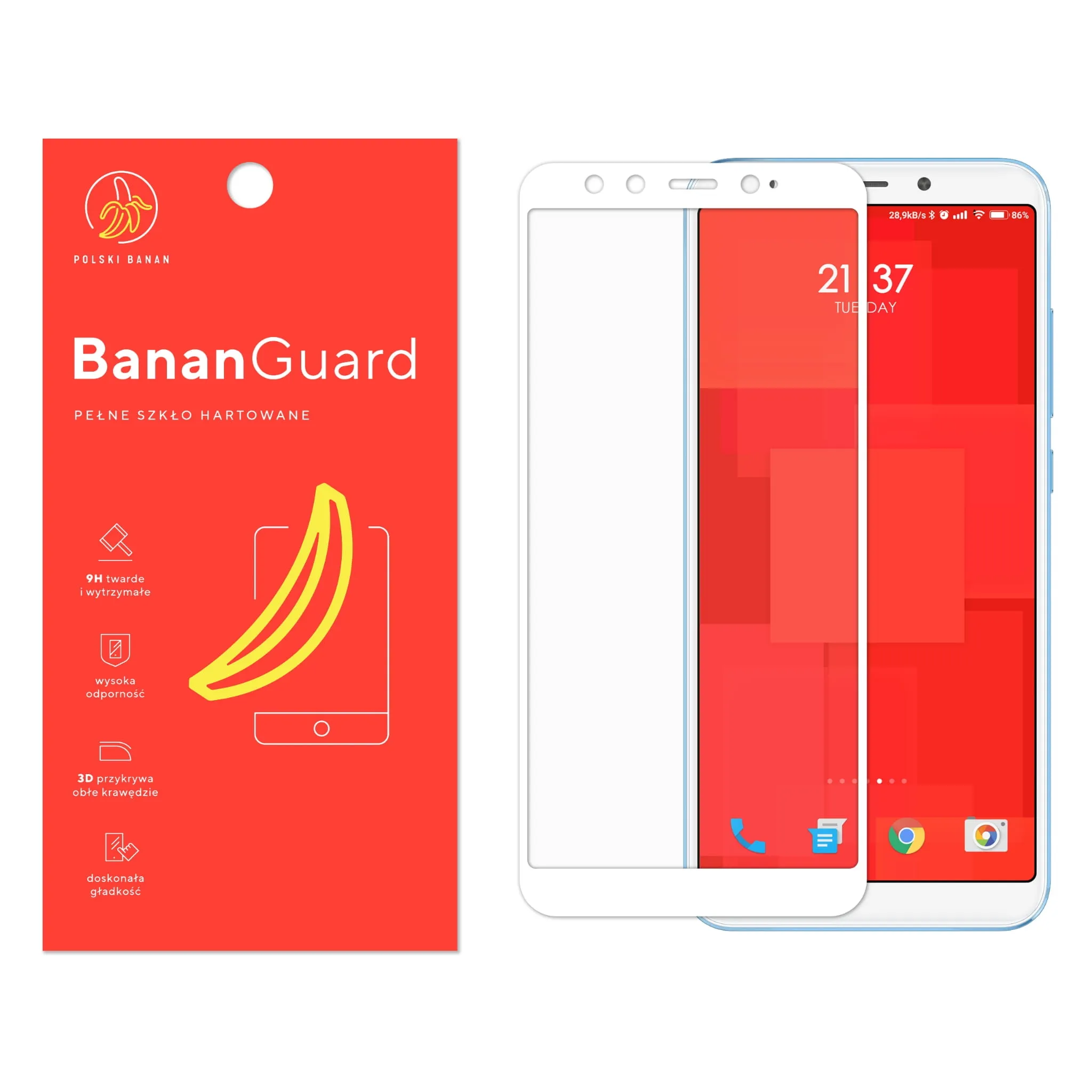 Szkło hartowane 5D Polski Banan BananGuard w kolorze białym do Xiaomi Mi 6X / Mi A2