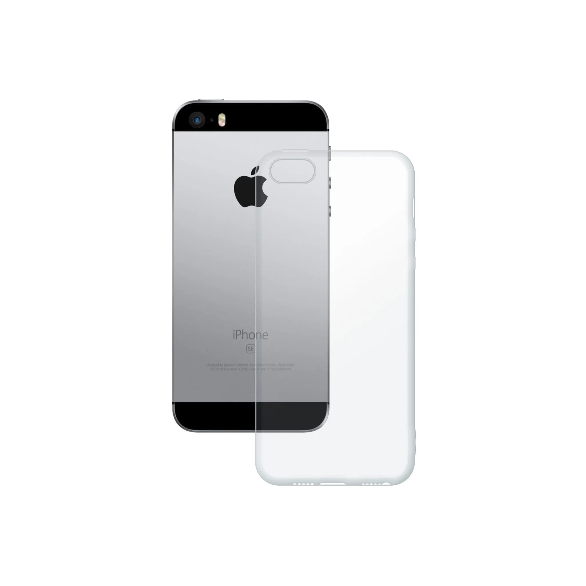 Etui silikonowe przezroczyste Polski Banan obok telefonu Apple iPhone 5 / 5s / SE
