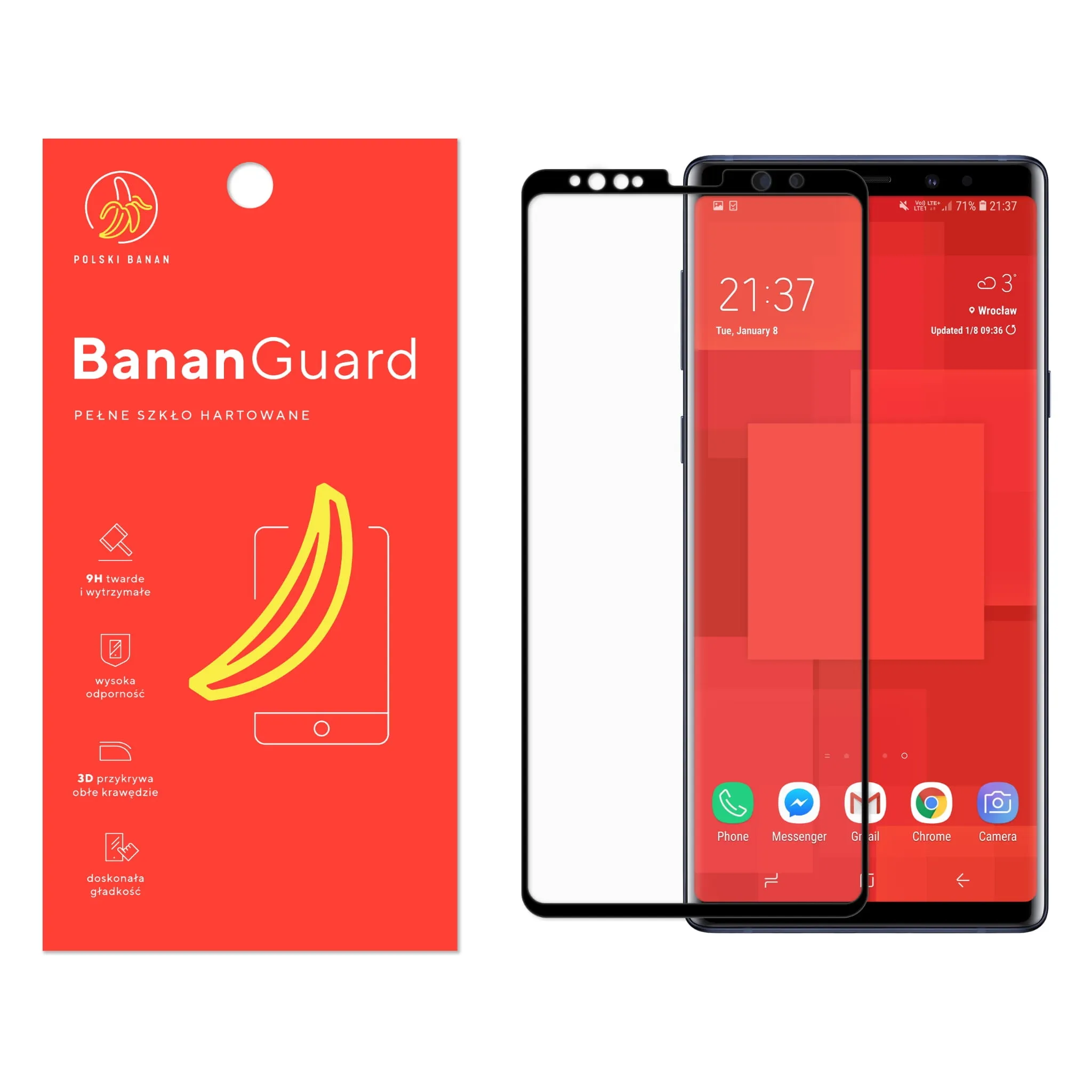 Szkło hartowane 5D Polski Banan BananGuard w kolorze czarnym do Samsung Galaxy Note 9