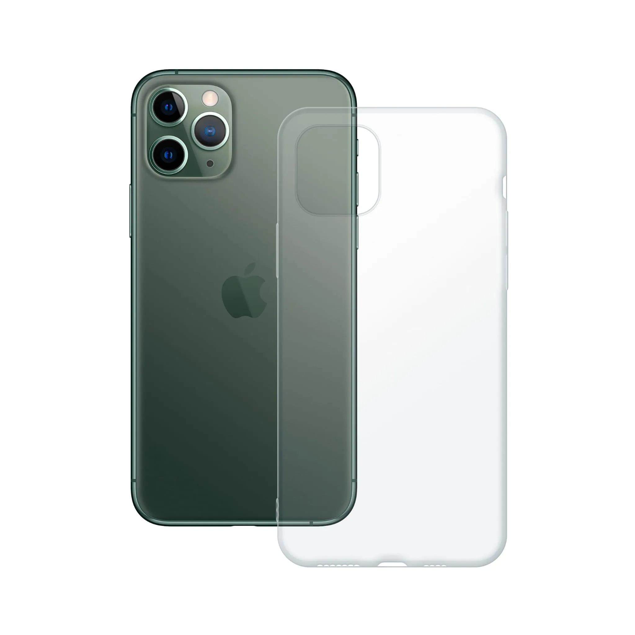 Etui silikonowe przezroczyste Polski Banan obok telefonu Apple iPhone 11 Pro Max