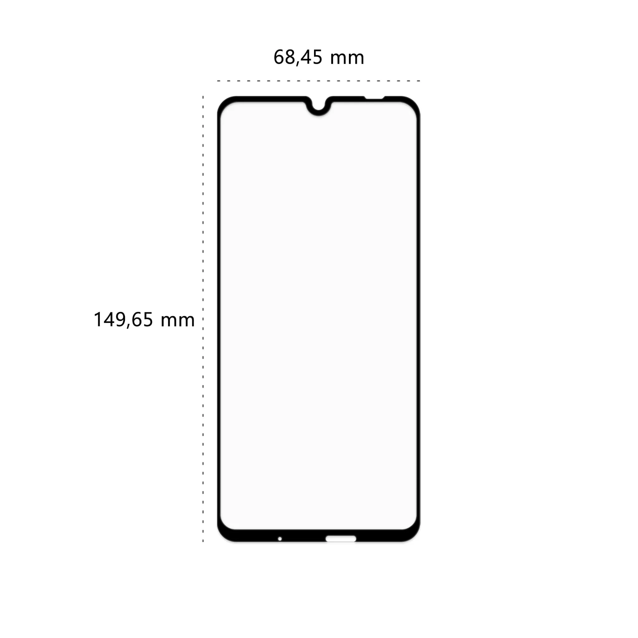 Wymiary szkła hartowanego 3D Polski Banan BananGuard w kolorze czarnym do telefonu Huawei P Smart 2019