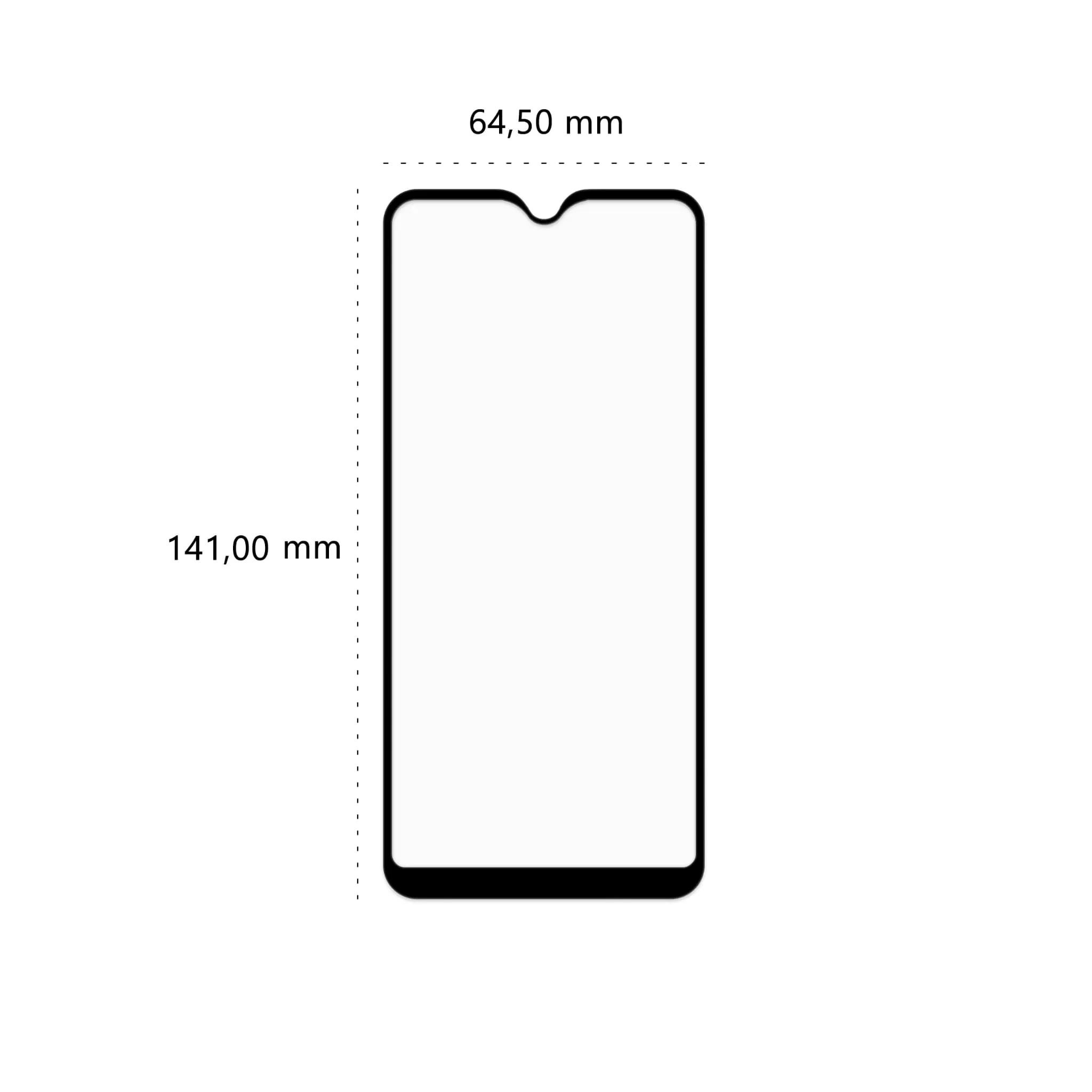Wymiary szkła hartowanego 3D Polski Banan BananGuard w kolorze czarnym do telefonu Samsung Galaxy A20e