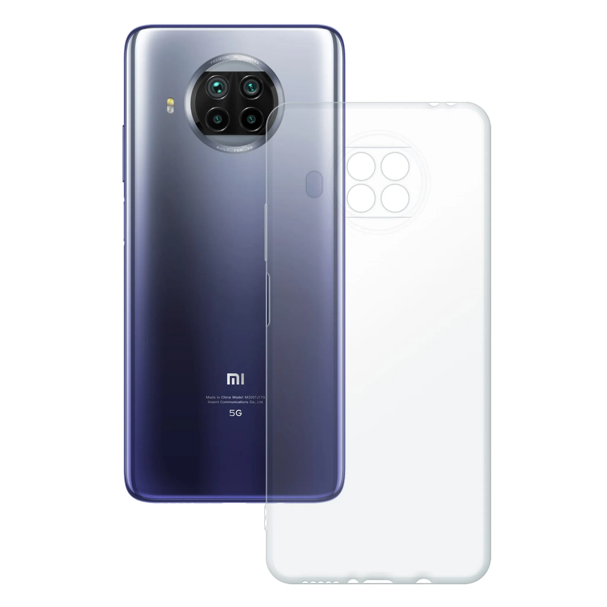 Etui silikonowe przezroczyste Polski Banan obok telefonu Xiaomi Mi 10T Lite
