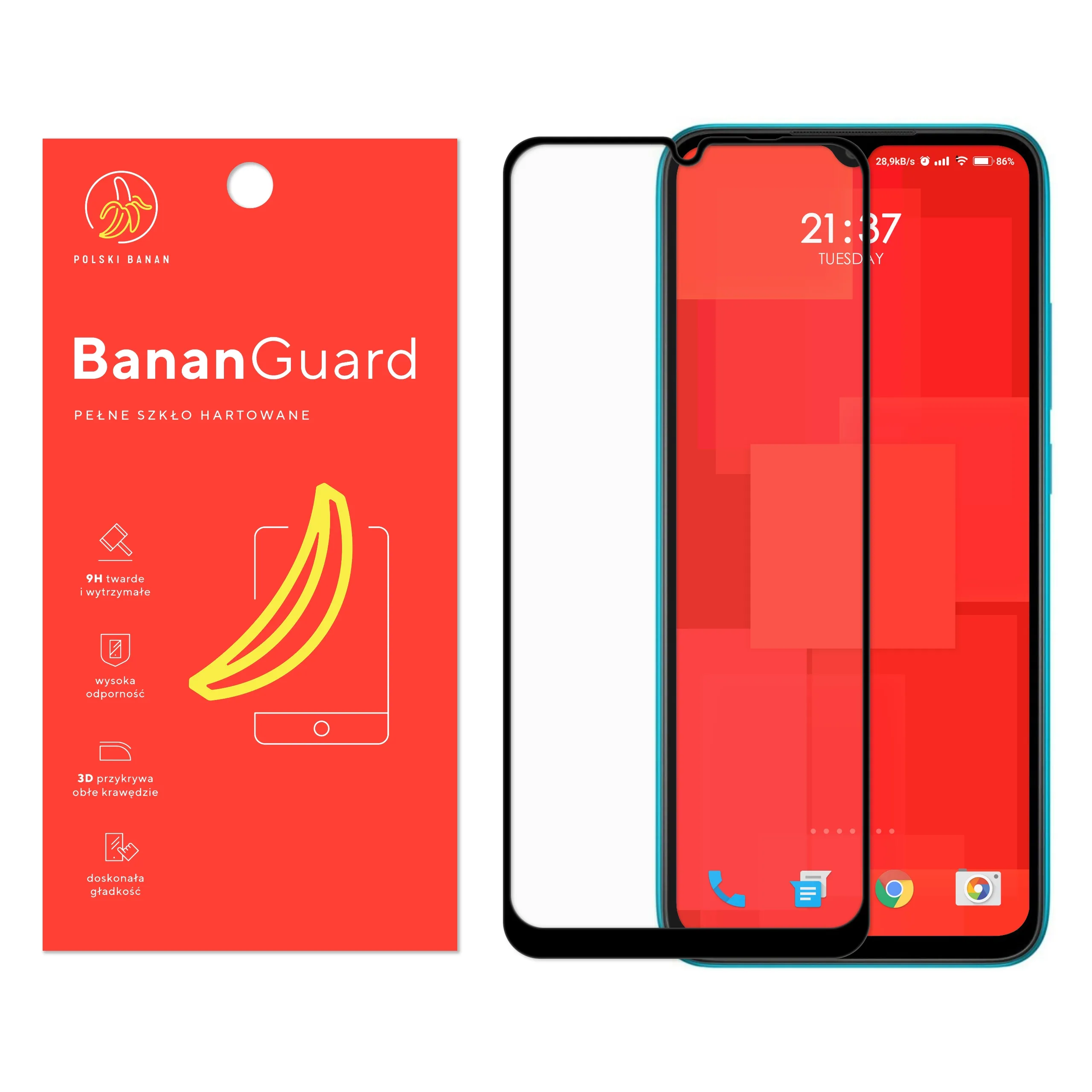 Szkło hartowane 5D Polski Banan BananGuard w kolorze czarnym do Xiaomi Redmi 9C