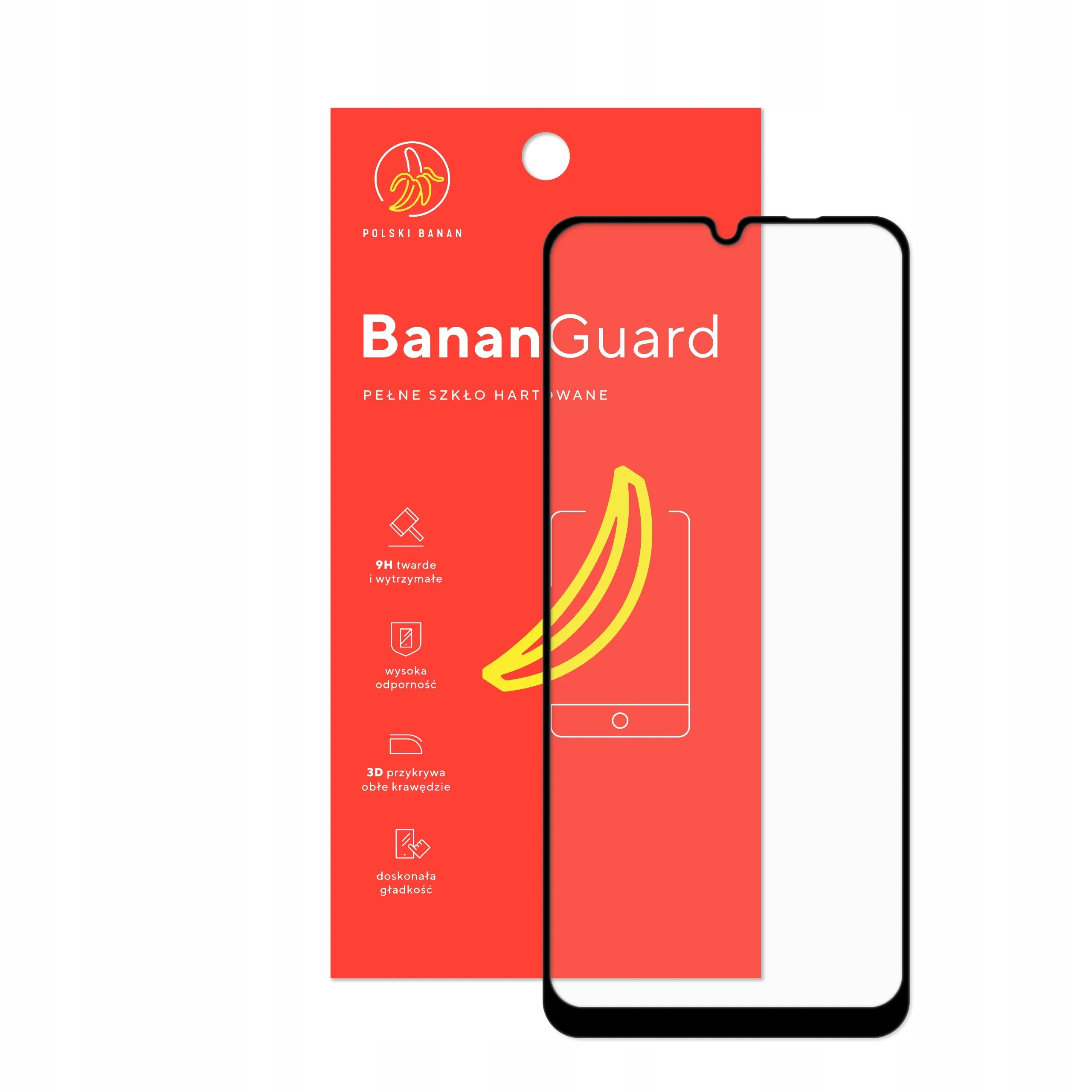 Szkło hartowane 5D Polski Banan BananGuard w kolorze czarnym z opakowaniem do telefonu Xiaomi Redmi 9A