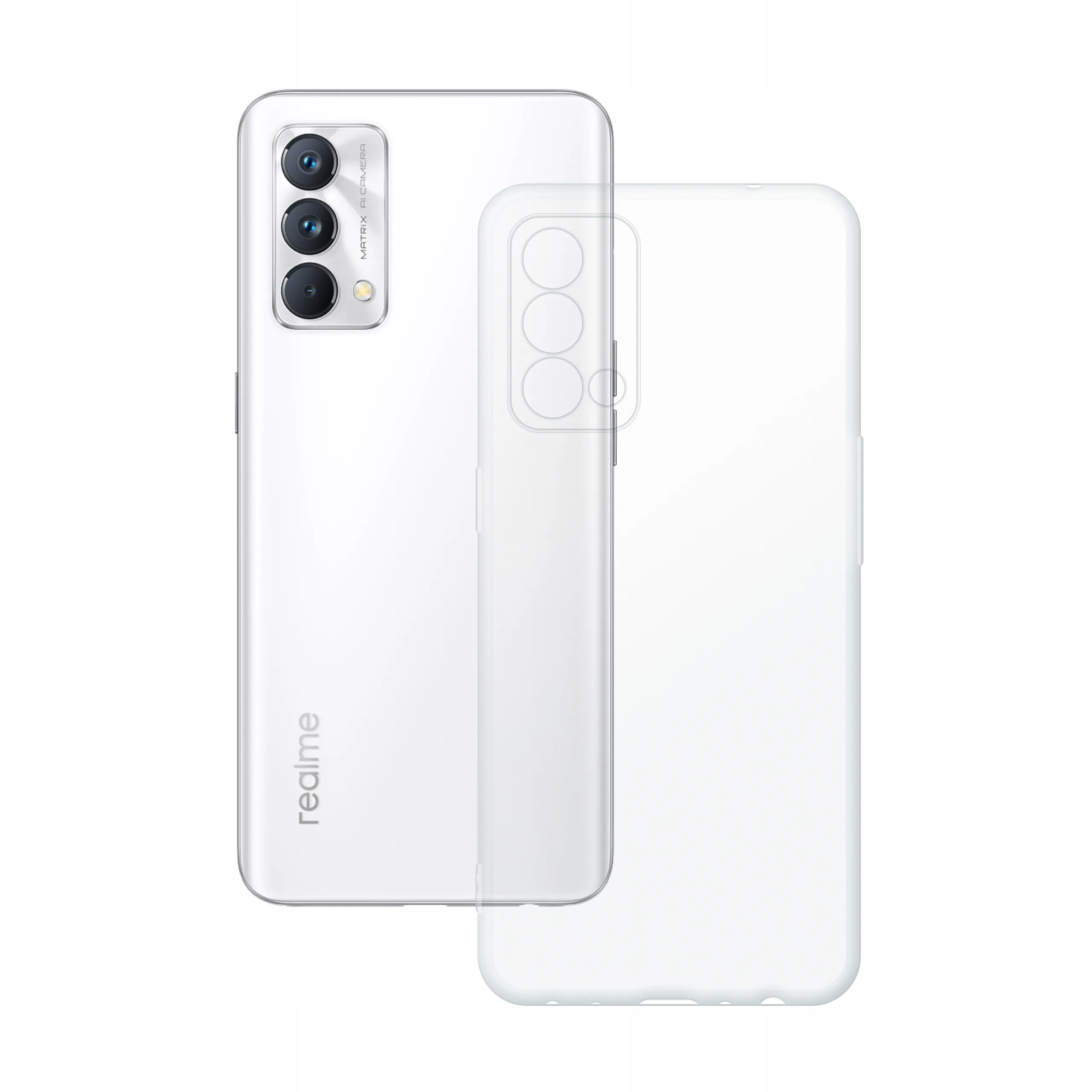 Etui silikonowe przezroczyste Polski Banan obok telefonu Realme GT Master Edition