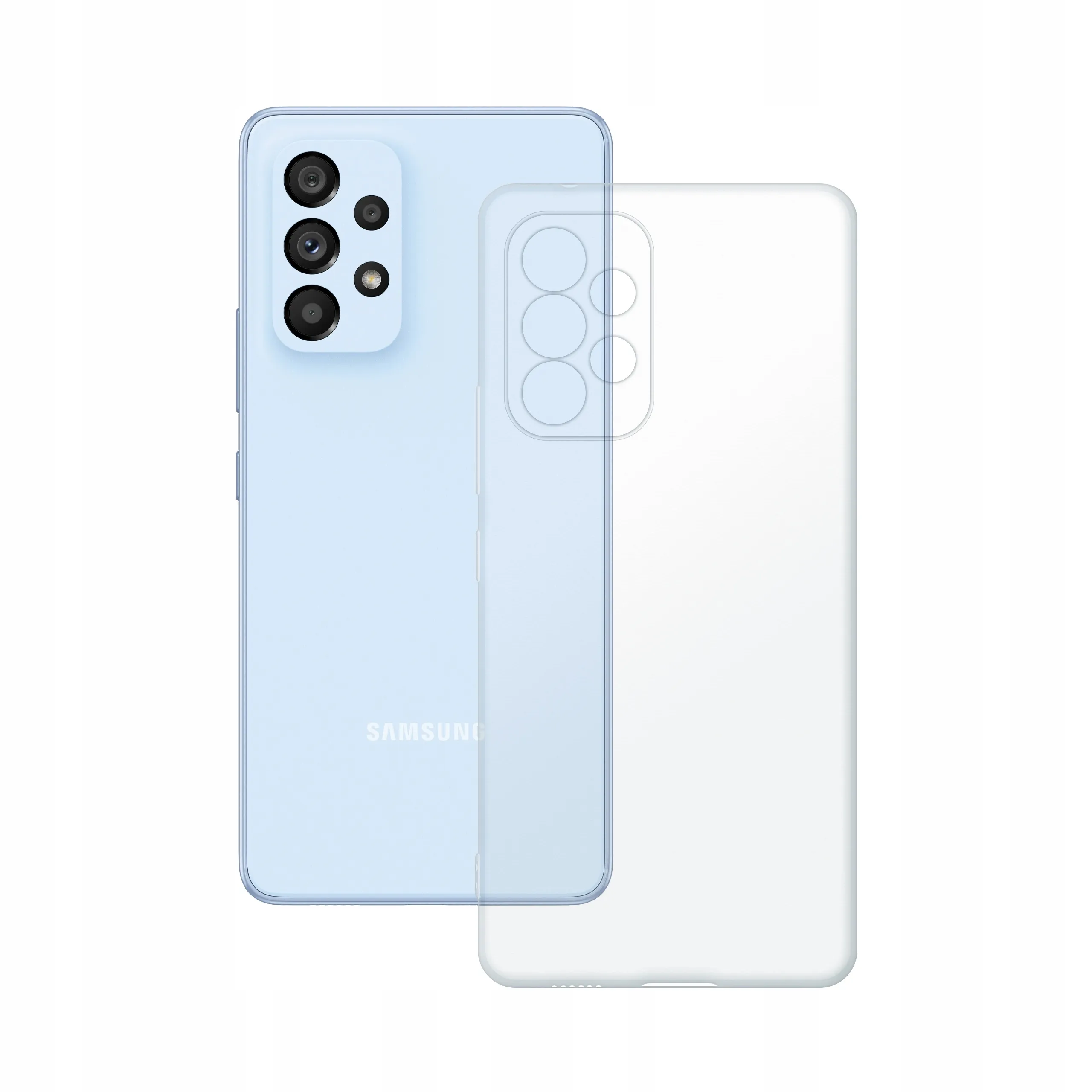 Etui silikonowe przezroczyste Polski Banan obok telefonu Samsung Galaxy A53 / A53 5G