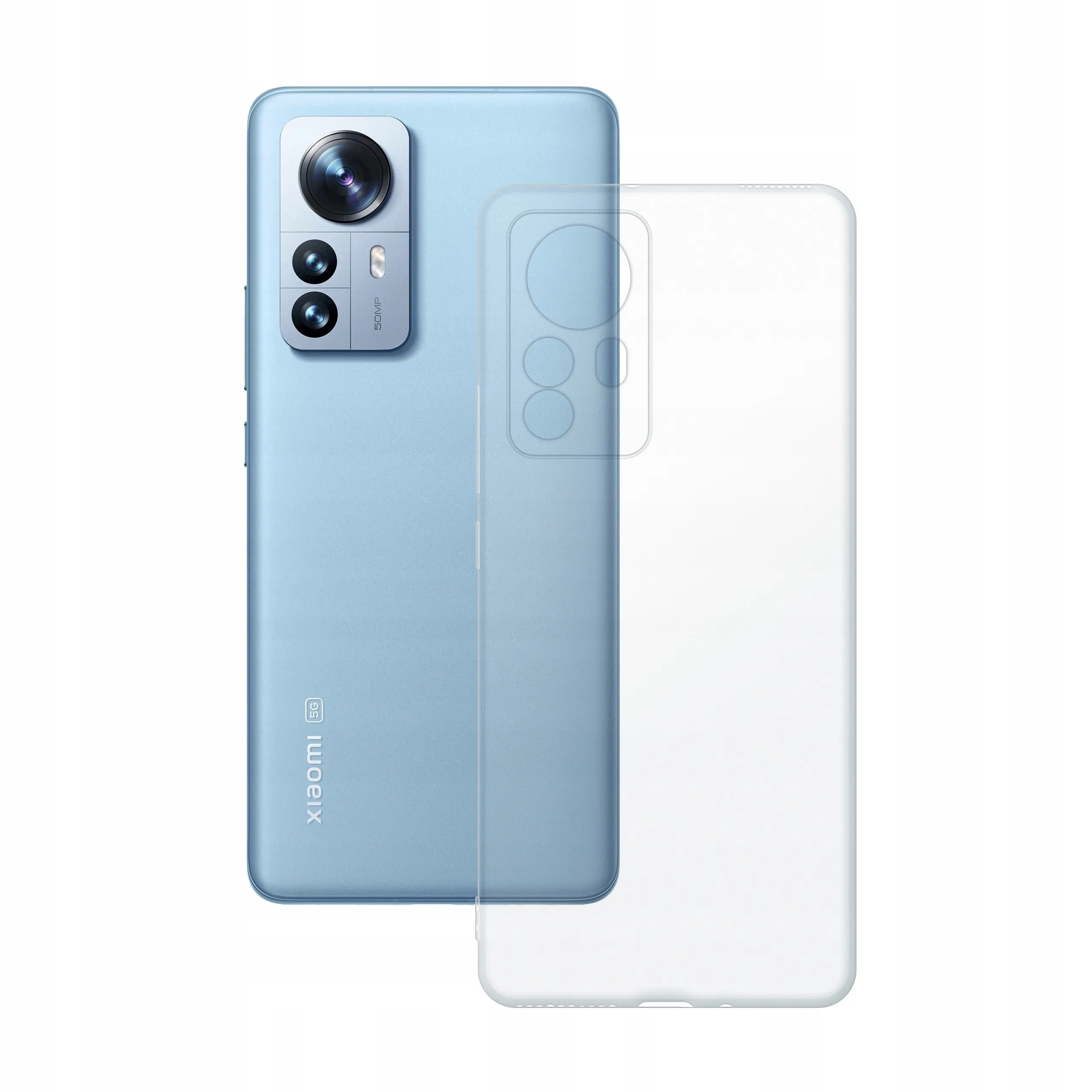 Etui silikonowe przezroczyste Polski Banan obok telefonu Xiaomi 12 Pro