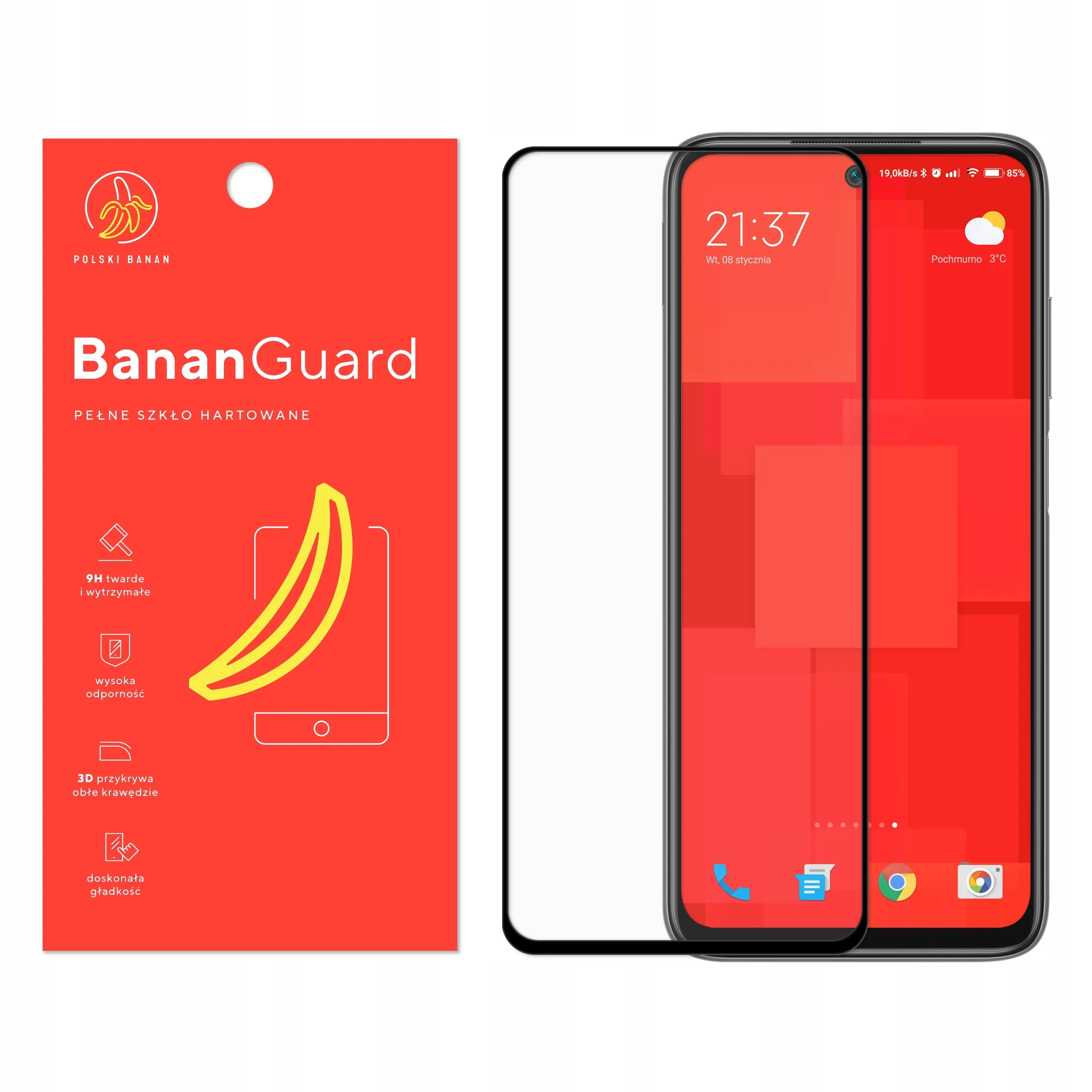 Szkło hartowane 5D Polski Banan BananGuard w kolorze czarnym do Xiaomi Redmi 10