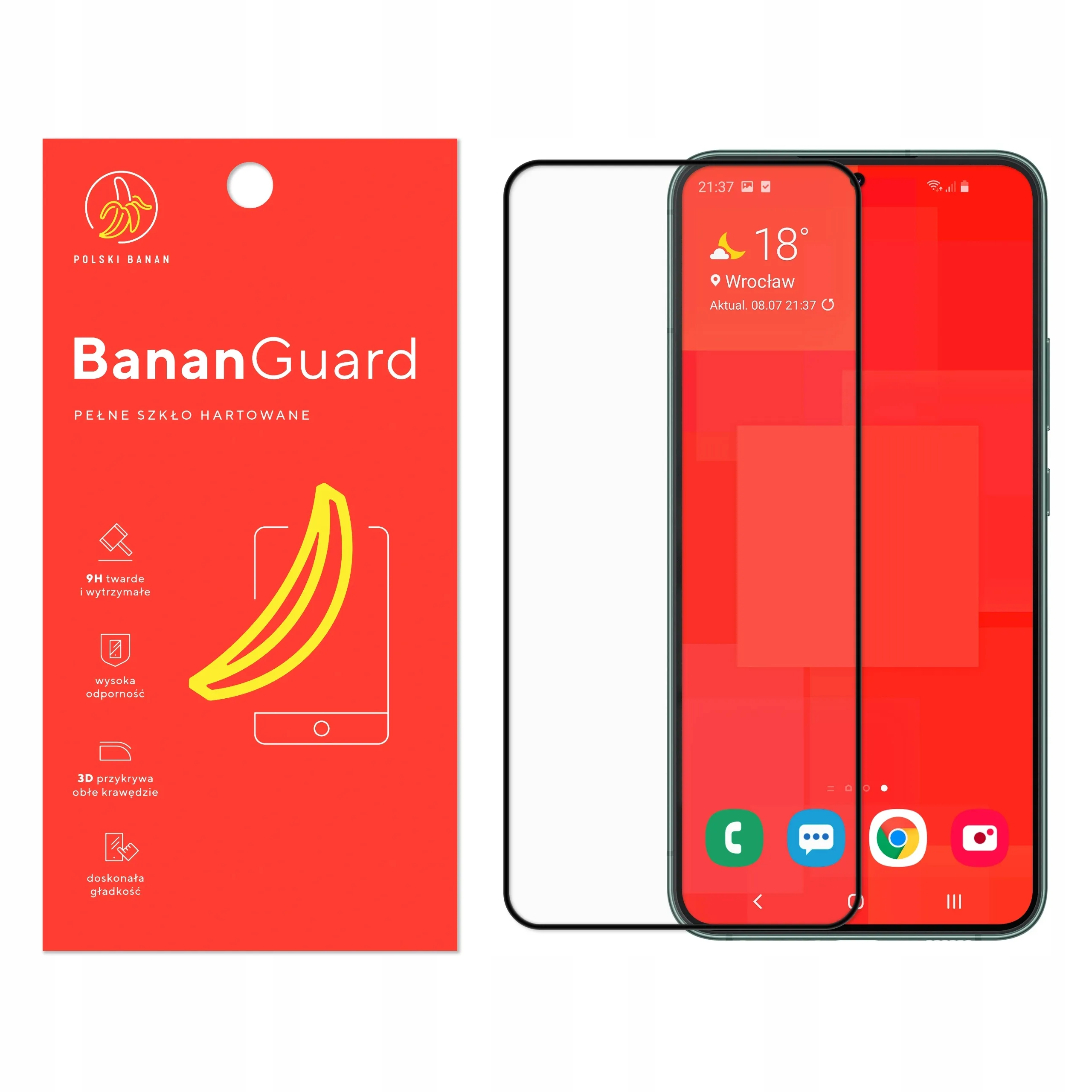 Szkło hartowane 5D Polski Banan BananGuard w kolorze czarnym do Samsung Galaxy S22 Plus