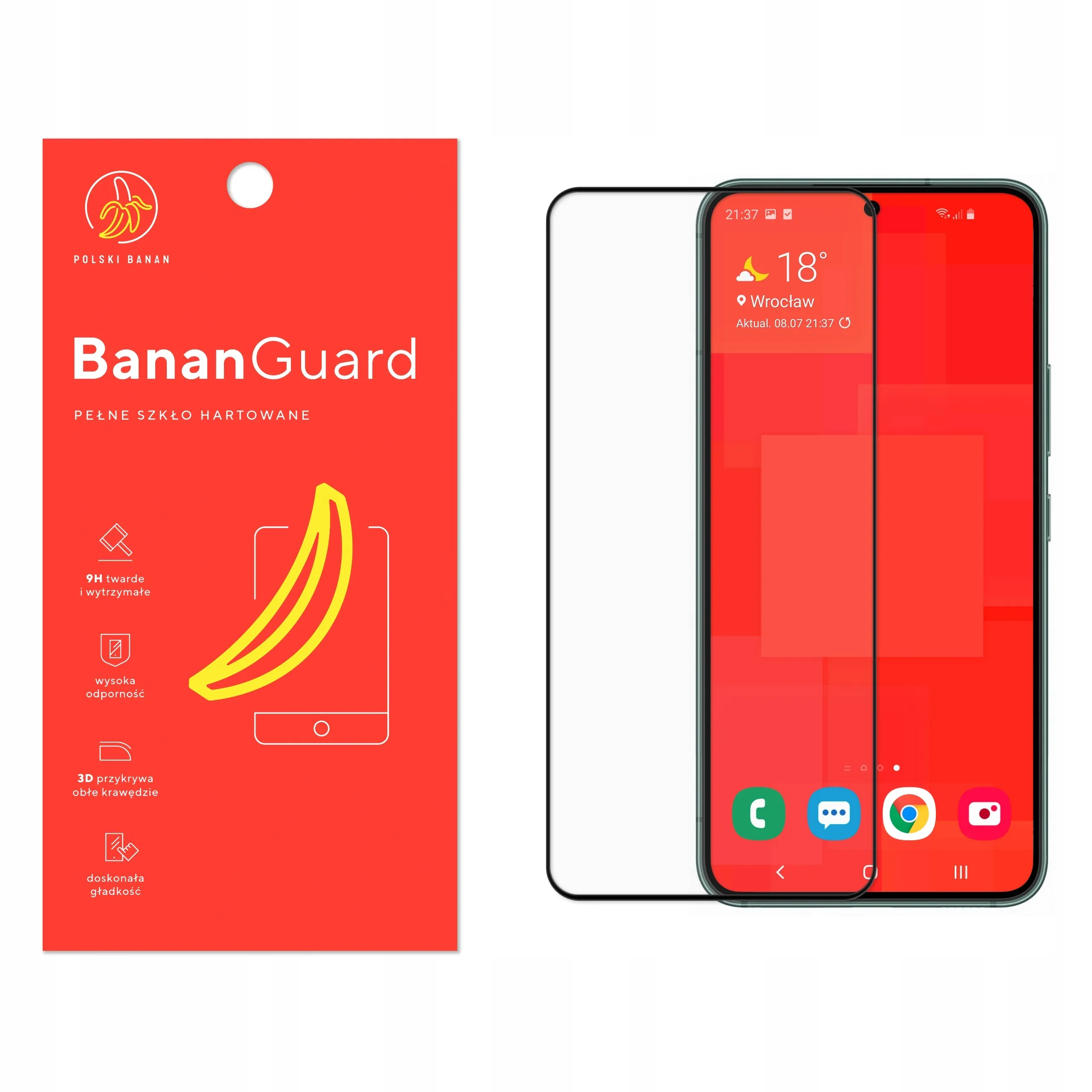 Szkło hartowane 5D Polski Banan BananGuard w kolorze czarnym do Samsung Galaxy S22