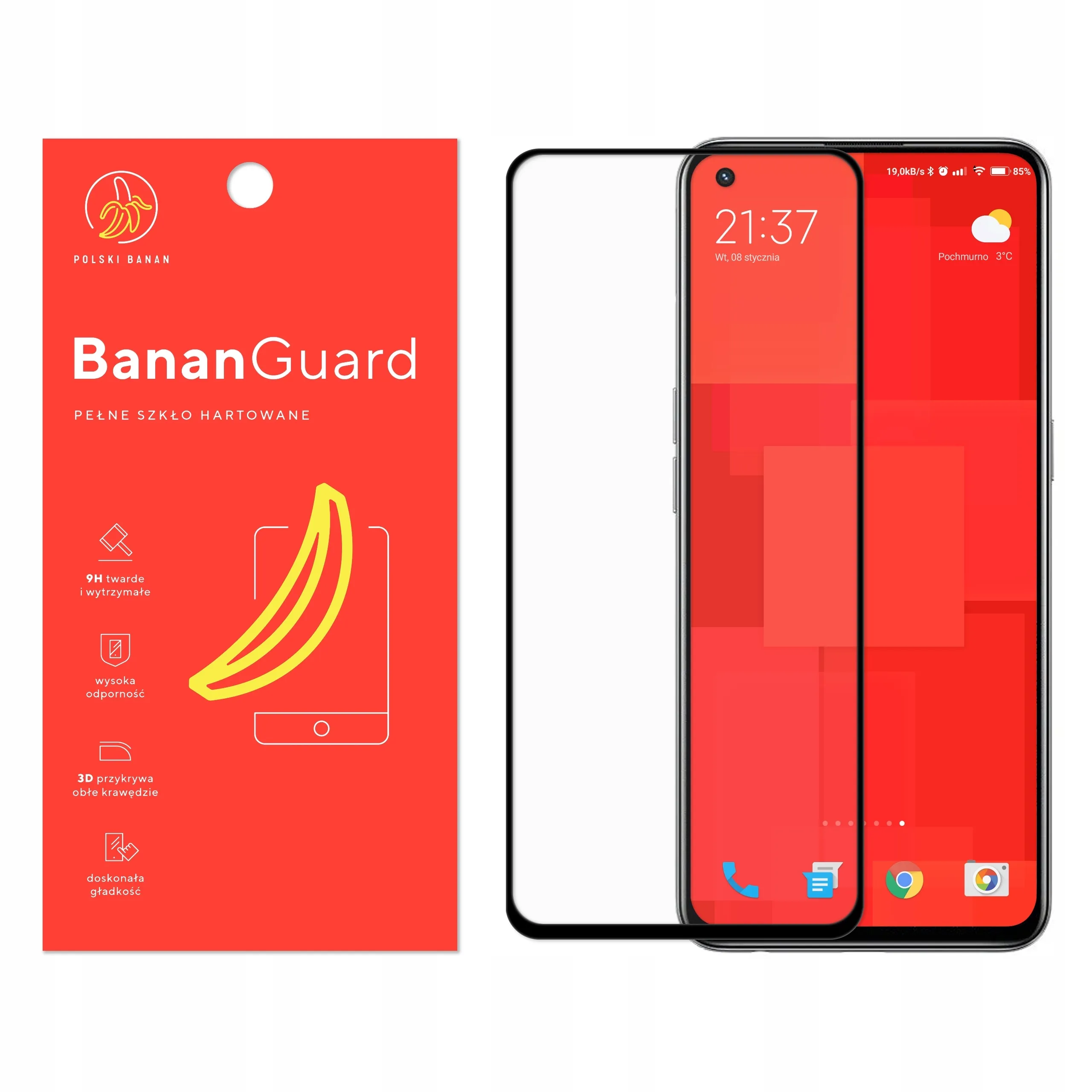 Szkło hartowane 5D Polski Banan BananGuard w kolorze czarnym do Realme GT Master Edition